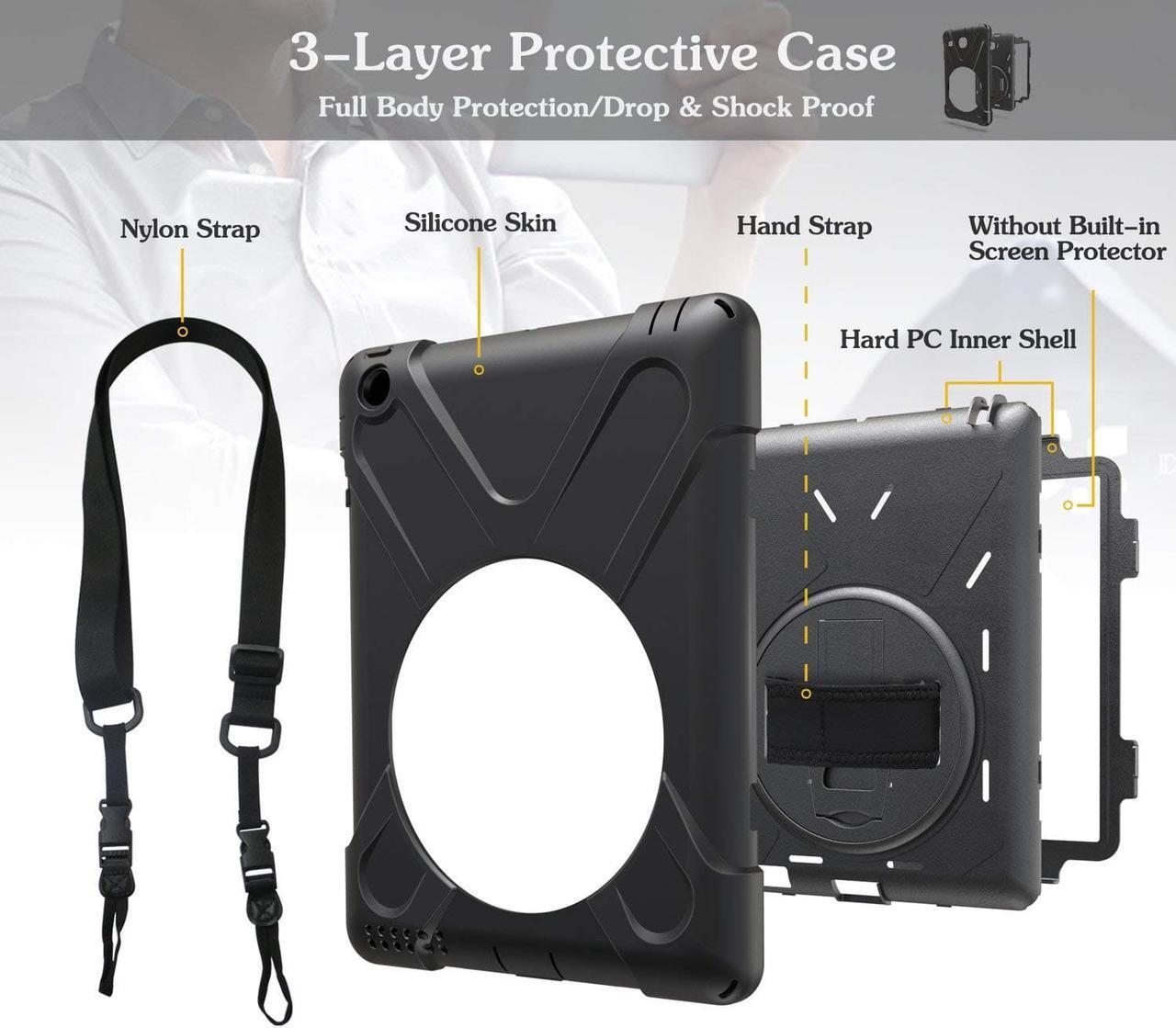 Alt view image 6 of 7 - For iPad 2 3 4 Case Heavy Duty Caryying Rugged Protective Case With Handle Hand Grip Shoulder Strap 360 Degree Stand For Kids Girl Boy Apple iPad 2nd 3rd 4th Generation Case Cover