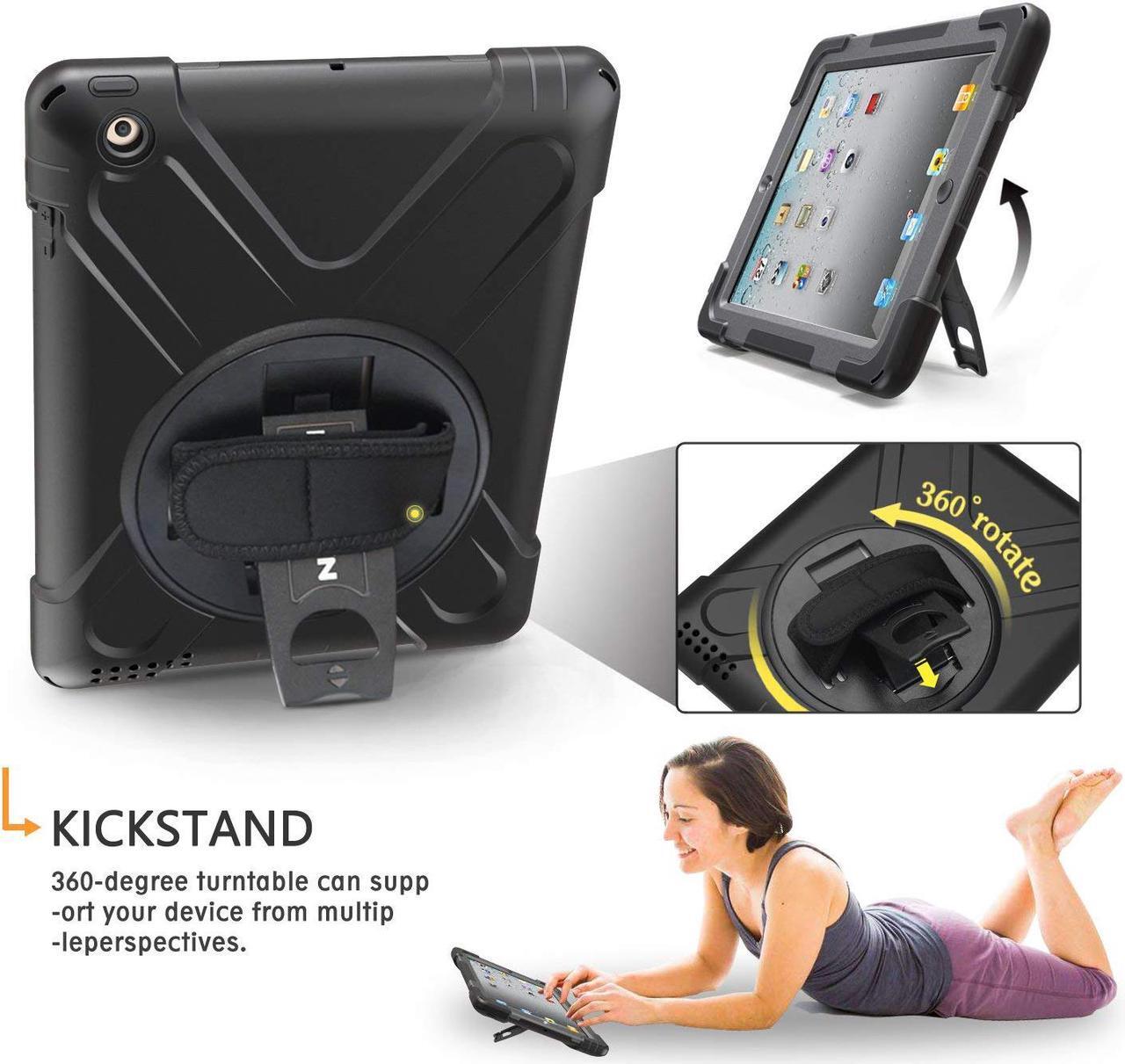 Alt view image 2 of 7 - For iPad 2 3 4 Case Heavy Duty Caryying Rugged Protective Case With Handle Hand Grip Shoulder Strap 360 Degree Stand For Kids Girl Boy Apple iPad 2nd 3rd 4th Generation Case Cover