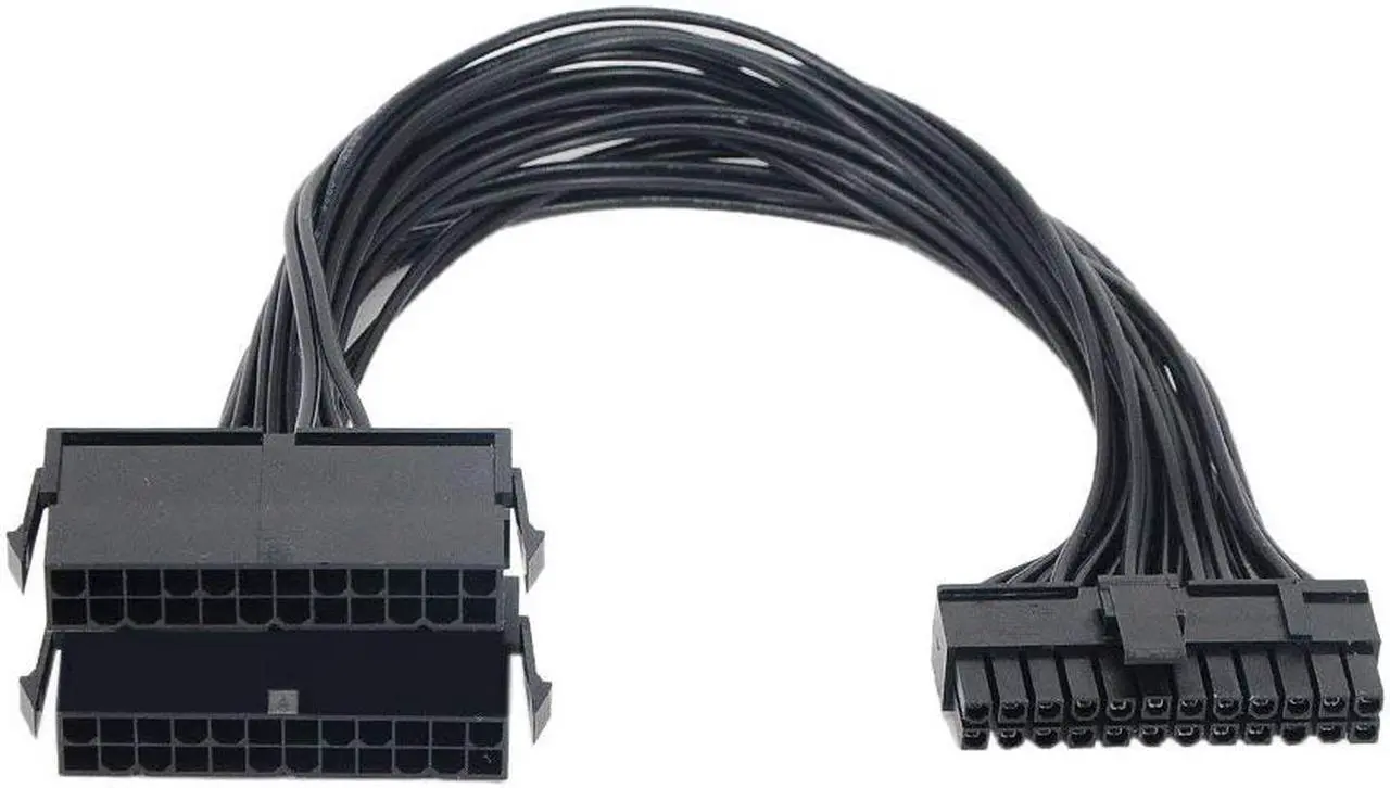 Alt view image 2 of 6 - Power Supply Splitter, Dual PSU Cable Adapter 24 Pin 20+4 Pin ATX Motherboard Adapter Extension Cable Dual 24-Pin Mining Power Adapter 12 Inch (30CM) (1-Pack)