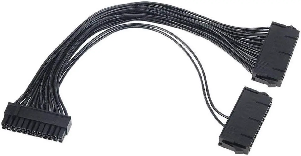 Main image of Power Supply Splitter, Dual PSU Cable Adapter 24 Pin 20+4 Pin ATX Motherboard Adapter Extension Cable Dual 24-Pin Mining Power Adapter 12 Inch (30CM) (1-Pack)