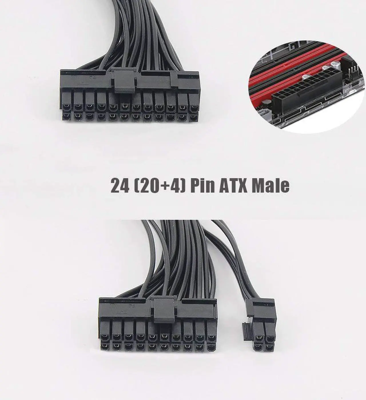 Alt view image 5 of 6 - Power Supply Splitter, Dual PSU Cable Adapter 24 Pin 20+4 Pin ATX Motherboard Adapter Extension Cable Dual 24-Pin Mining Power Adapter 12 Inch (30CM) (1-Pack)