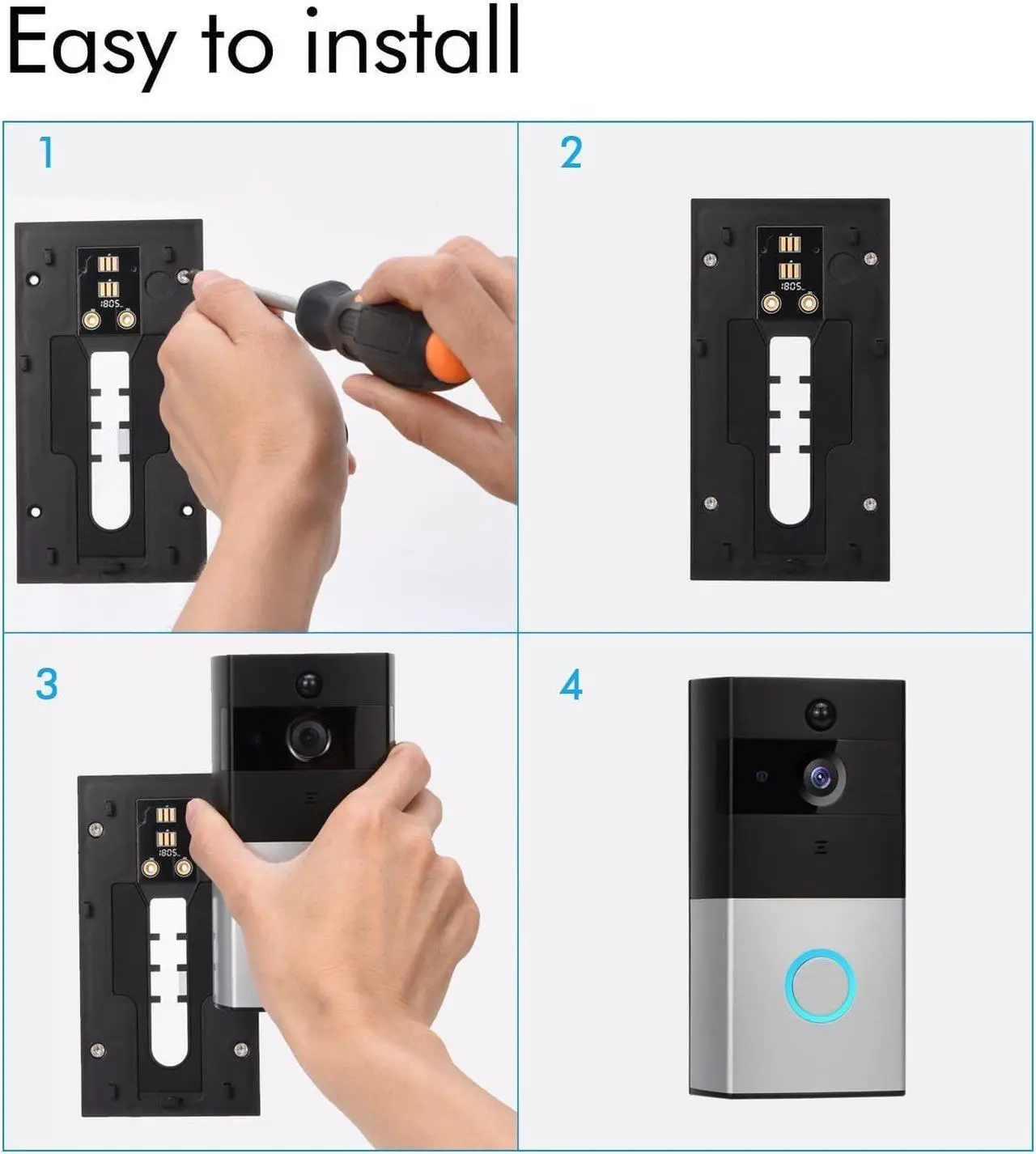 Alt view image 6 of 6 - Video Doorbell WiFi Smart Doorbell Camera 720P HD Home Security Camera with Chime and 8G Memory Storage Real-Time Two-Way Talk IR Night Vision PIR Motion Detection for iOS and Android Smart Phone