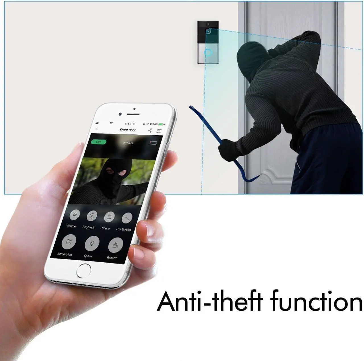 Alt view image 2 of 6 - Video Doorbell WiFi Smart Doorbell Camera 720P HD Home Security Camera with Chime and 8G Memory Storage Real-Time Two-Way Talk IR Night Vision PIR Motion Detection for iOS and Android Smart Phone