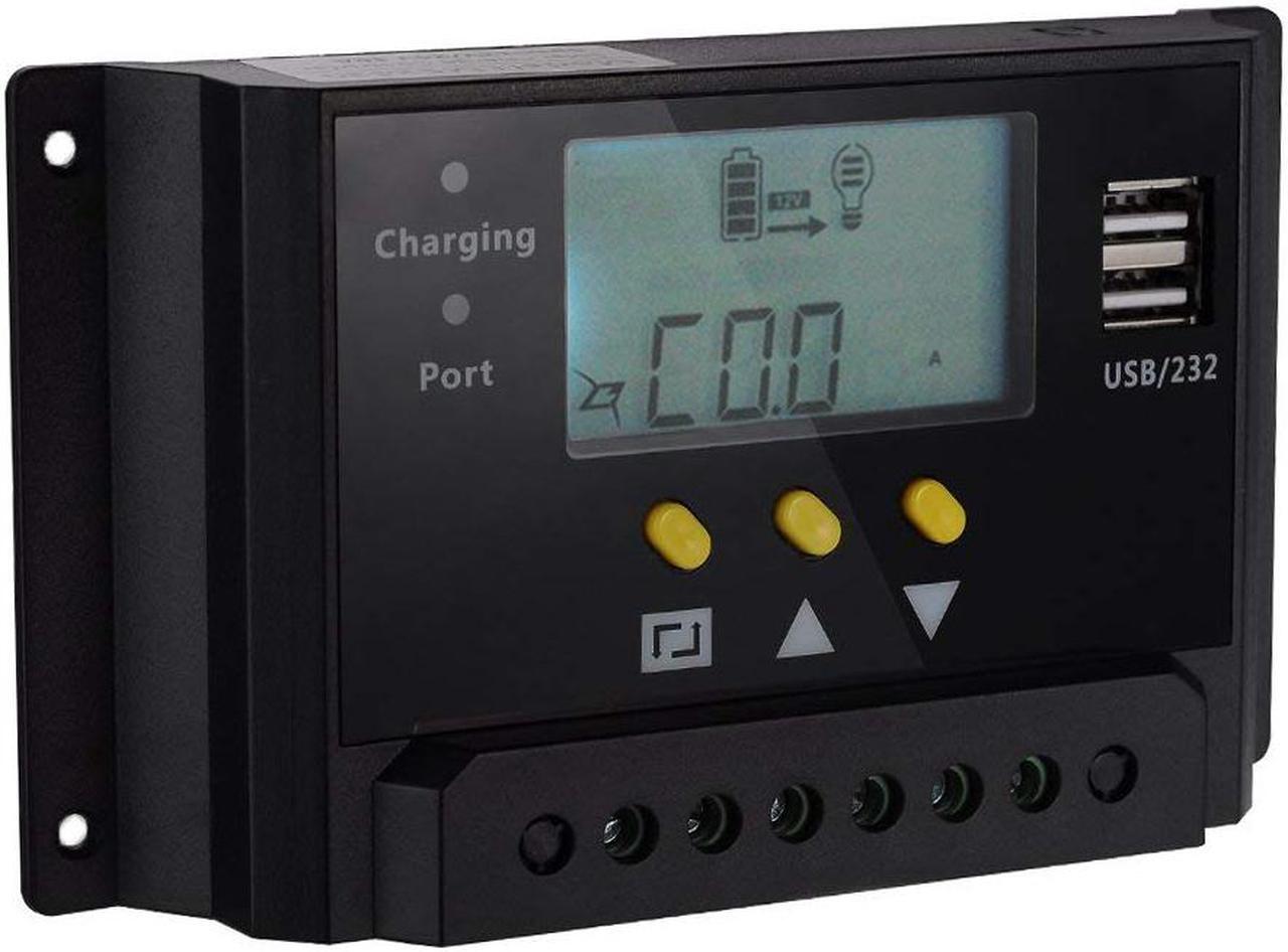 Alt view image 2 of 6 - Werleo Solar Charge Controller 30A PWM 12V / 24V 360W / 720W Solar Panel Charging Regulator with LCD Display Dual USB Overload Protection Temperature Compensation