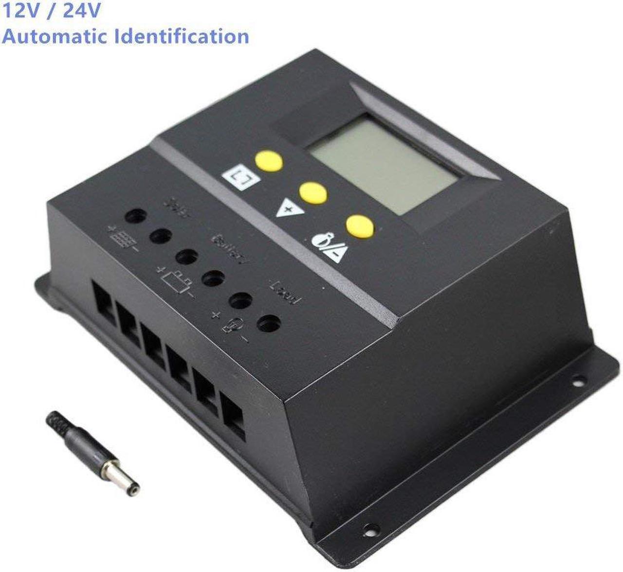 Alt view image 5 of 7 - Solar Charge Controller 60A PWM 50V PV Input 12V / 24V 1360W Solar Panel Charging Regulators with LCD Monitor Overload Protection Temperature Compensation