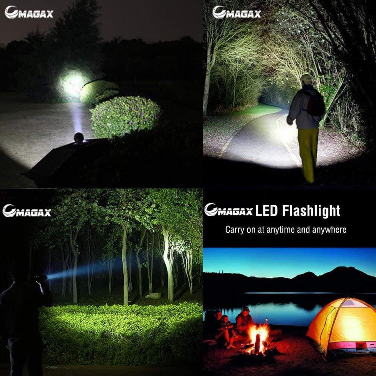 Alt view image 6 of 7 - 2 Pack Super Bright High Lumen Cree XML T6 Tactical Flashlight Waterproof Focus Zoom LED Flashlight Torch Rechargeable Handheld Spotlight For Hiking Camping Emergency with 18650 Battery Charger