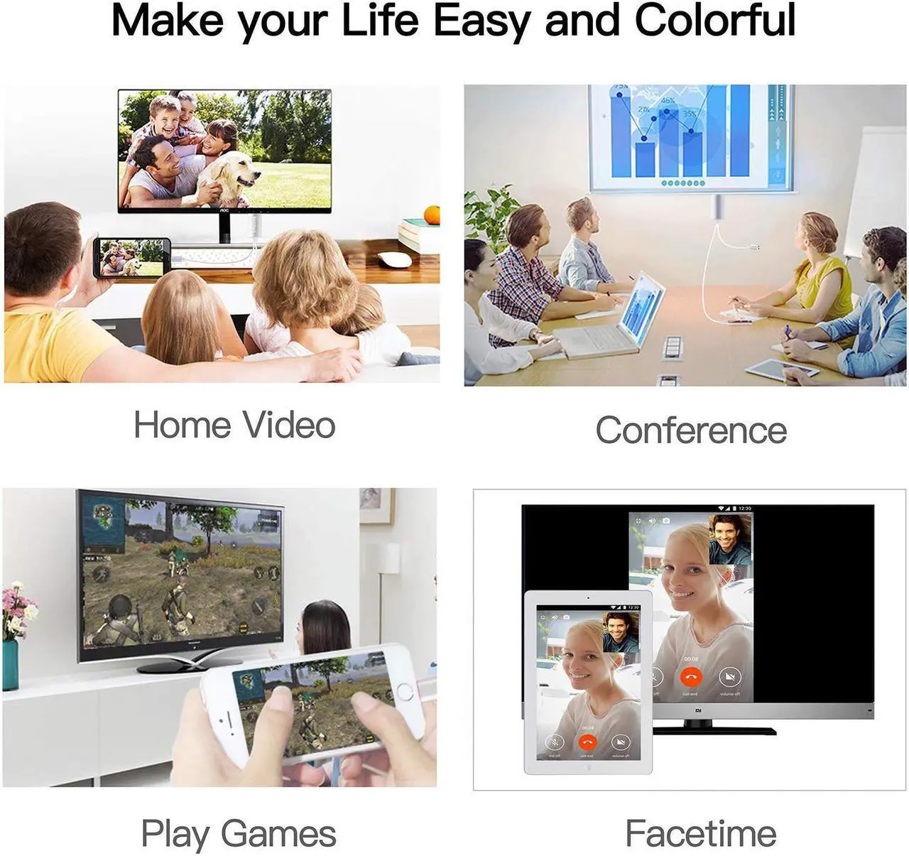 Alt view image 7 of 7 - Compatible with iPad iPhone HDMI Adapter iPhone to HDMI Cable Werleo 6ft Digital AV Adapter Cord HDMI Converter Support 1080P HDTV Compatible with iPhone X 8 7 6 Plus iPad to TV Projector Monitor