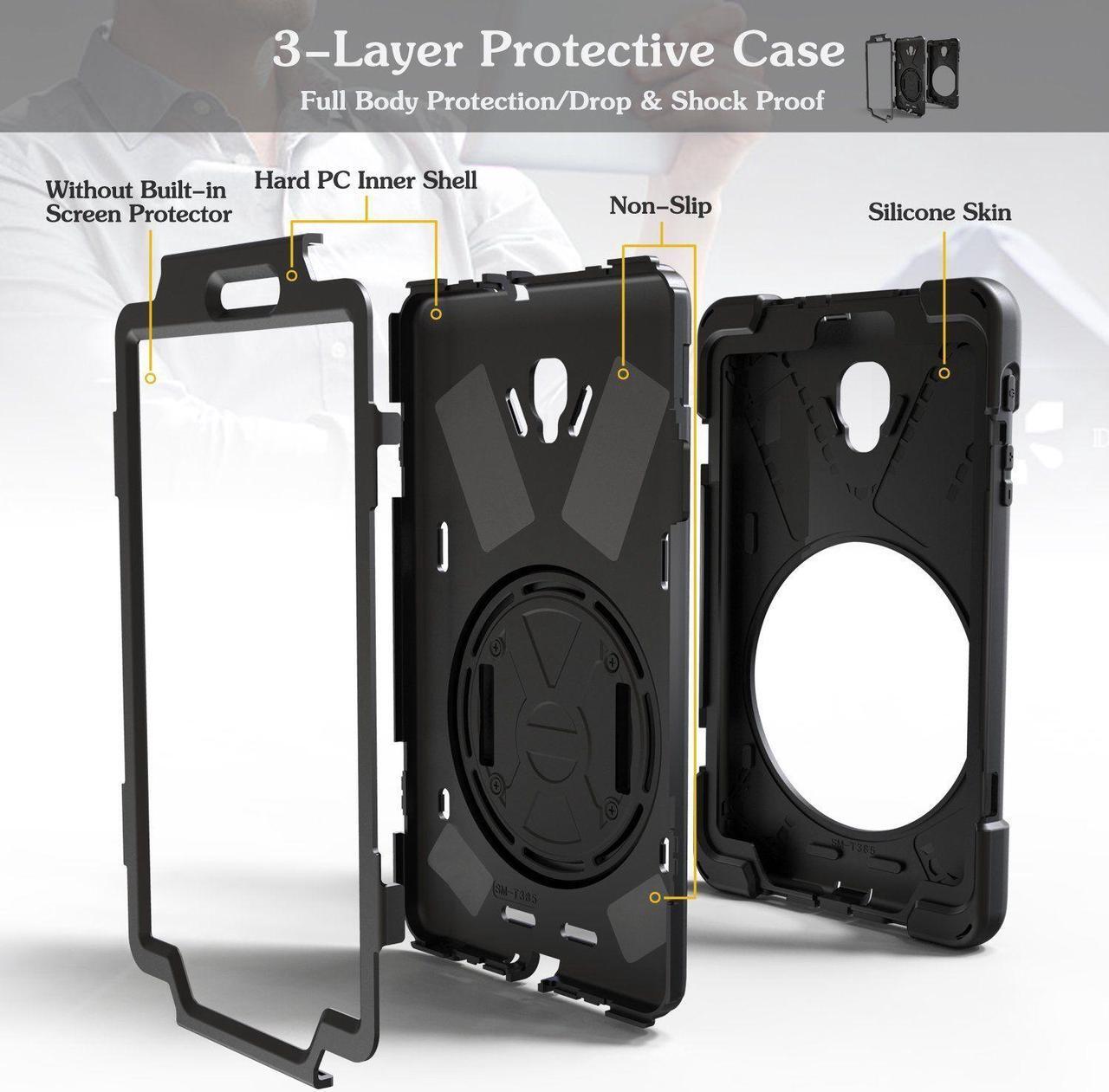 Alt view image 6 of 7 - Samsung Galaxy Tab A 8.0 2017 Case Werleo Rugged Protective Case with 360 Degree Rotatable Stand Hand Handle Strap Shoulder Strap Samsung Tab 8.0" T380 T385 Tablet Cover for Kids Boys Girls