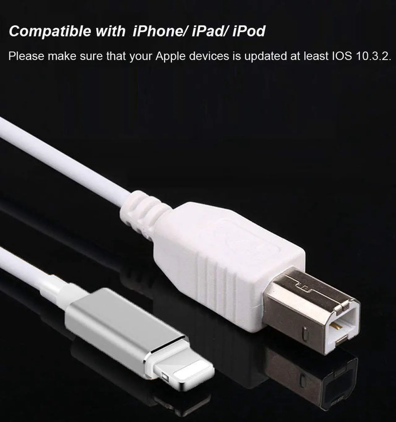 Alt view image 6 of 7 - Werleo 5FT Lightning to MIDI Cable Adapter USB 2.0 Interconnections Converter Midi Keyboard Electronic Instruments USB Microphone for iPhone 6 7 8 X iPad iPod Compatible with Multiple APPs