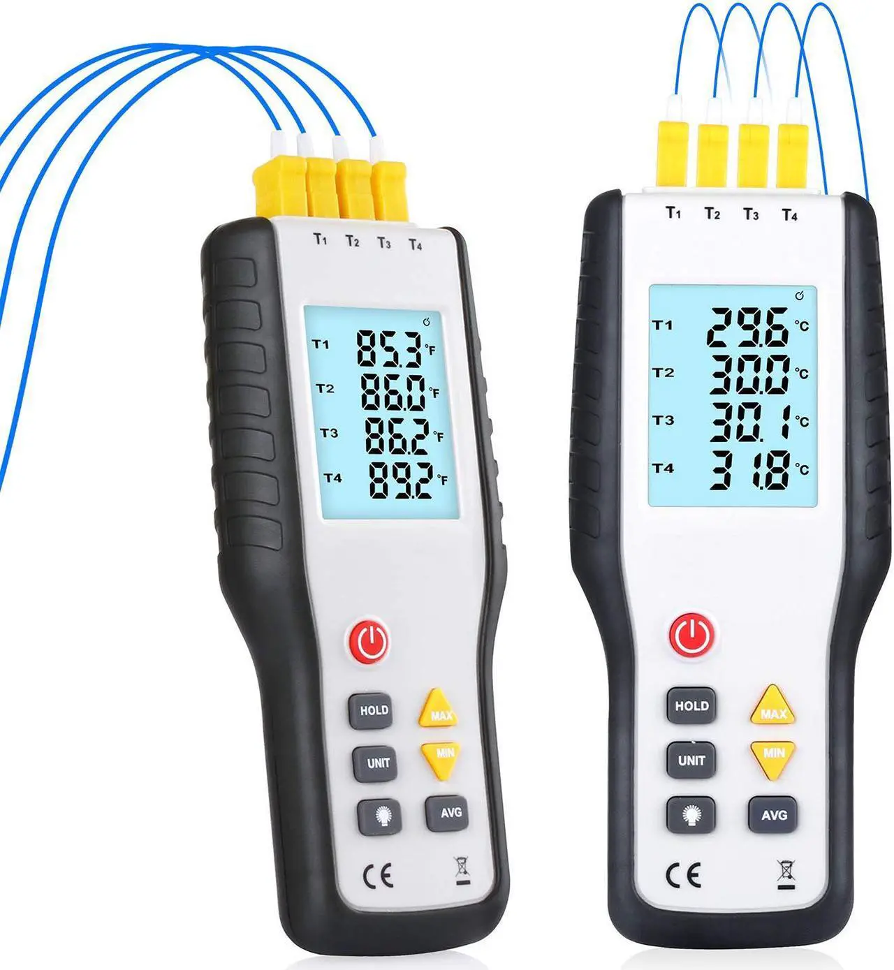 Alt view image 2 of 7 - Thermocouple Thermometer WERLEO 4 Channel K Type Digital Thermometer Thermocouple Digital Temperature Meter Tester  -200~1372°C / 2501°F Sensor