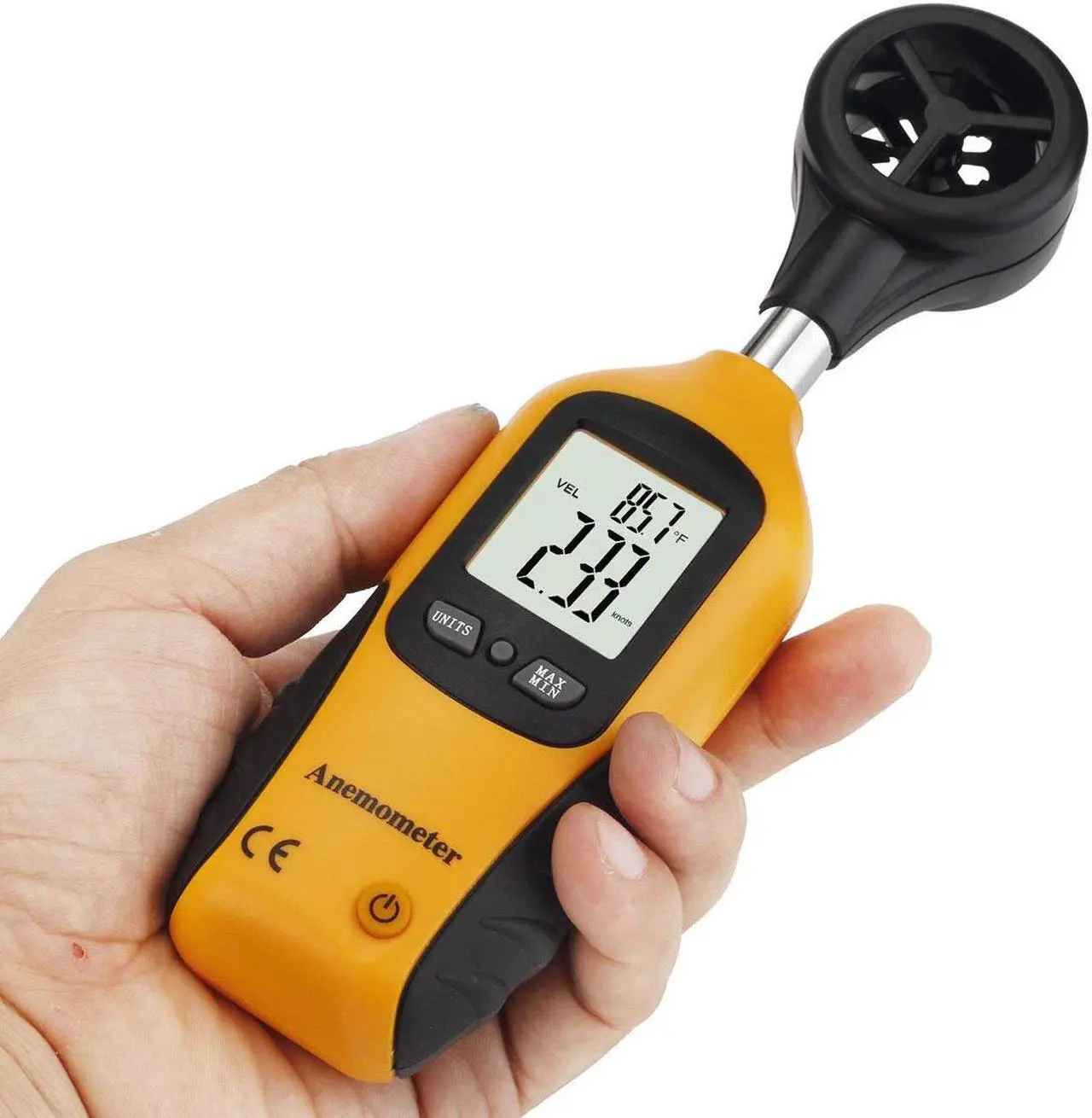 Alt view image 7 of 7 - Anemometer Portable Wind Speed Meter Gauge Air Volume Speed Measuring Meter for Weather Data Collection and Outdoors Sports Windsurfing Kite Flying Sailing Temperature Thermometer