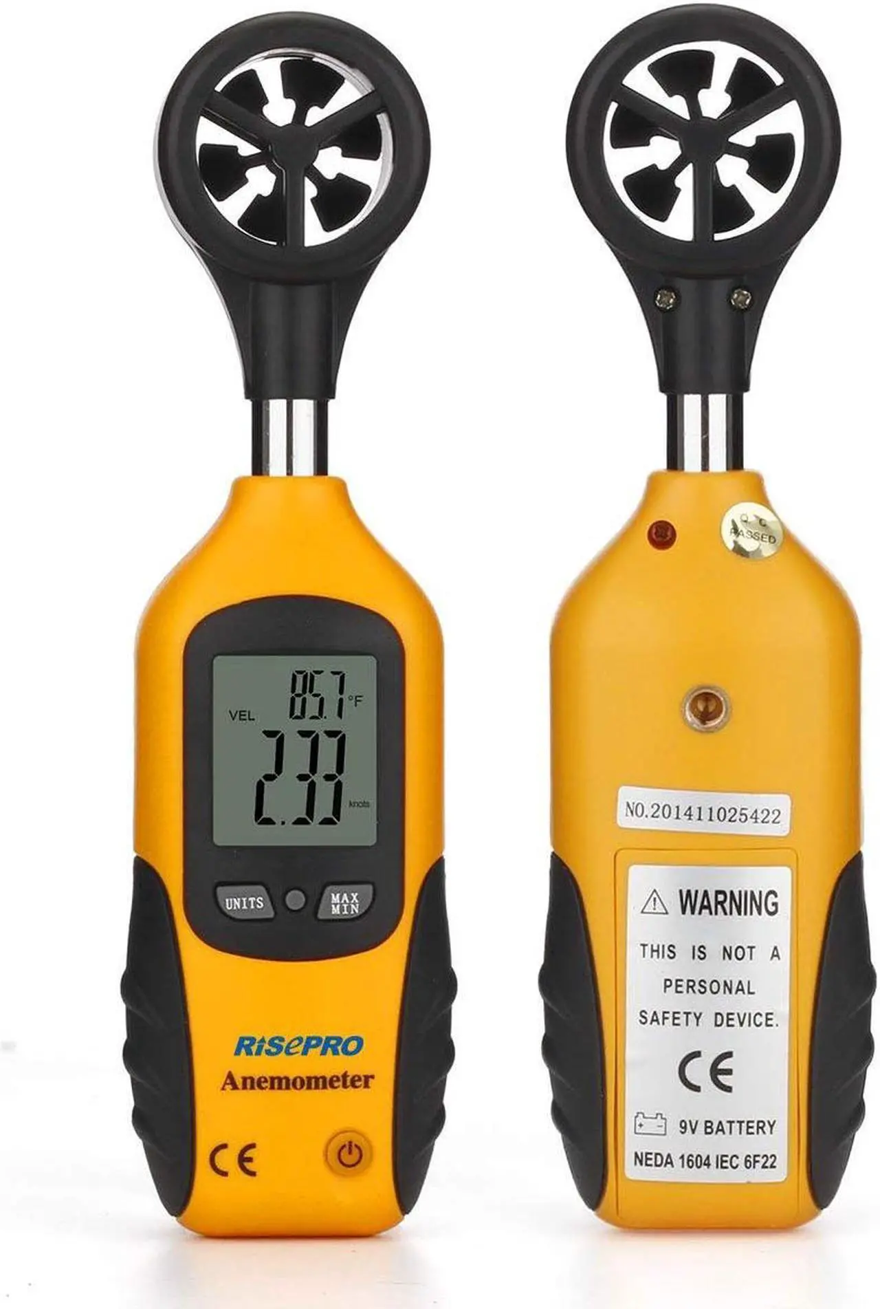 Alt view image 4 of 7 - Anemometer Portable Wind Speed Meter Gauge Air Volume Speed Measuring Meter for Weather Data Collection and Outdoors Sports Windsurfing Kite Flying Sailing Temperature Thermometer