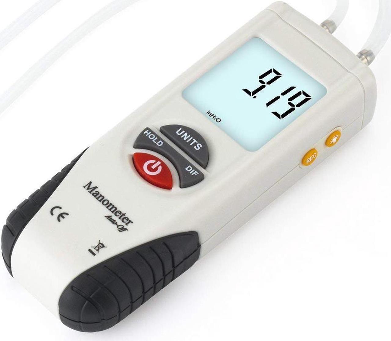Alt view image 5 of 7 - Digital Manometer WERLEO Digital Air Pressure Meter and Differential Pressure Gauge HVAC Gas Pressure Tester Large LCD Display with Backlight - Battery Included