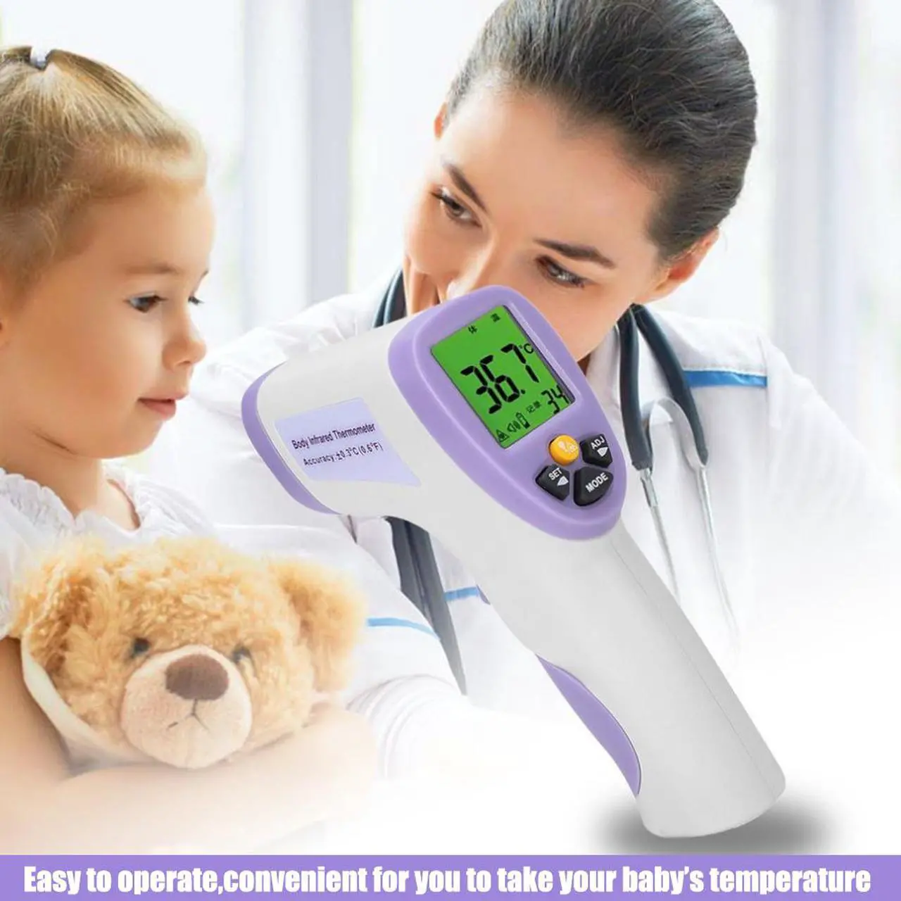 Alt view image 5 of 7 - Digital Infrared Forehead Thermometer Instant Read for Baby Kids & Adults Non-Contact Handheld Body Infrared Thermometer Temperature Thermometer with A Storage Bag