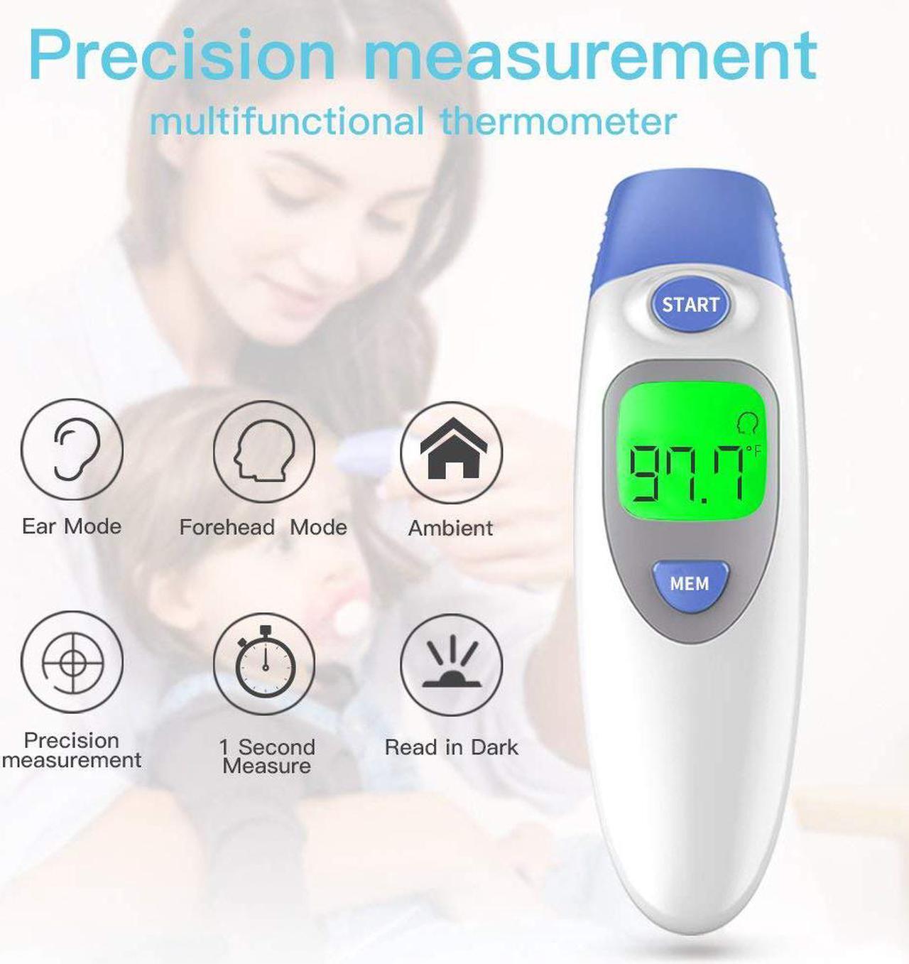 Alt view image 2 of 6 - Ear and Forehead Thermometer for Fever Digital Medical Infrared Basal Body Temporal Thermometer Digital Thermometer for Baby Kids Children Adults Infants Toddlers FDA and CE Approved