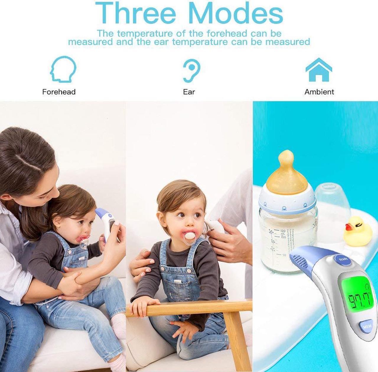Alt view image 3 of 6 - Ear and Forehead Thermometer for Fever Digital Medical Infrared Basal Body Temporal Thermometer Digital Thermometer for Baby Kids Children Adults Infants Toddlers FDA and CE Approved