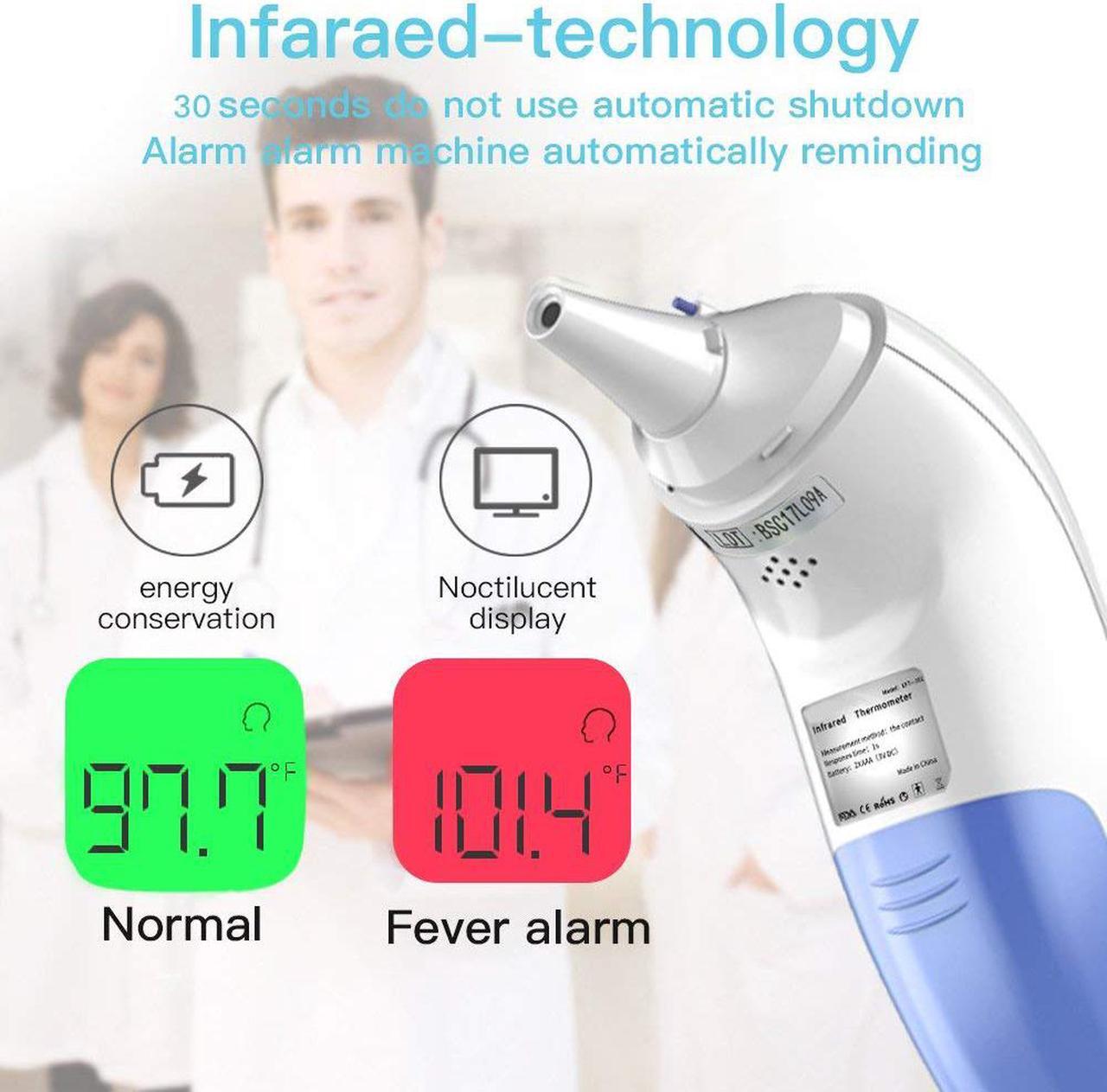 Alt view image 6 of 6 - Ear and Forehead Thermometer for Fever Digital Medical Infrared Basal Body Temporal Thermometer Digital Thermometer for Baby Kids Children Adults Infants Toddlers FDA and CE Approved
