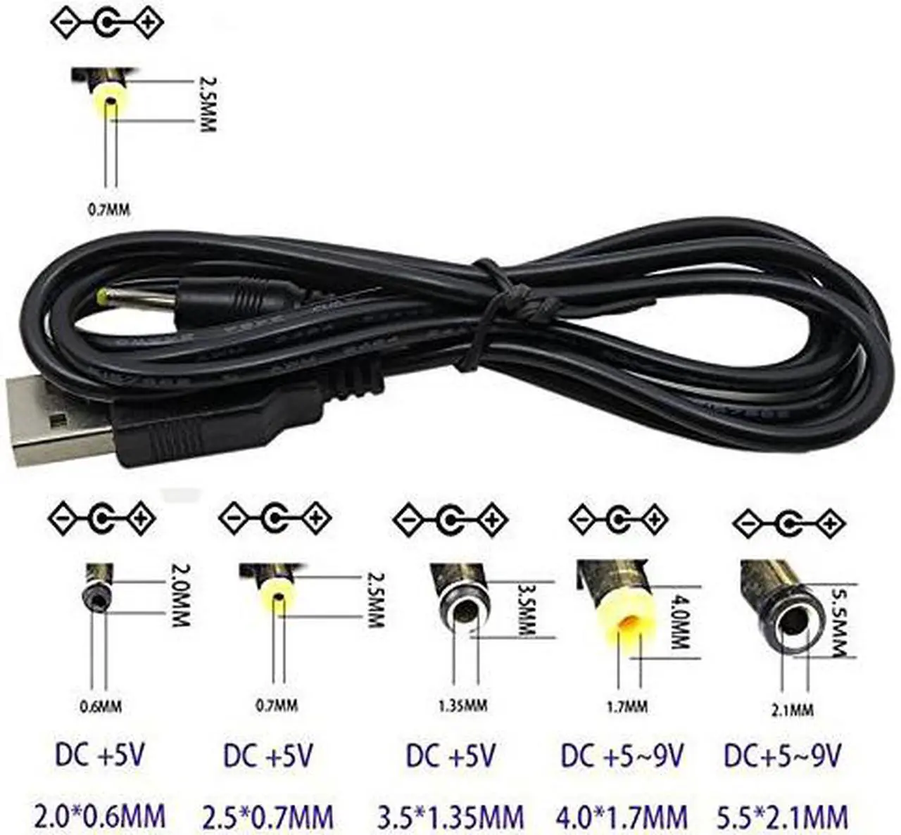Alt view image 2 of 4 - Werleo 3 Packs 3FT USB 2.0 A Type Male to DC 2.5 x 0.7mm 5V DC Barrel Jack Power Cable Cord Black Usb to 5V Power Cable Usb to Dc Power Cable