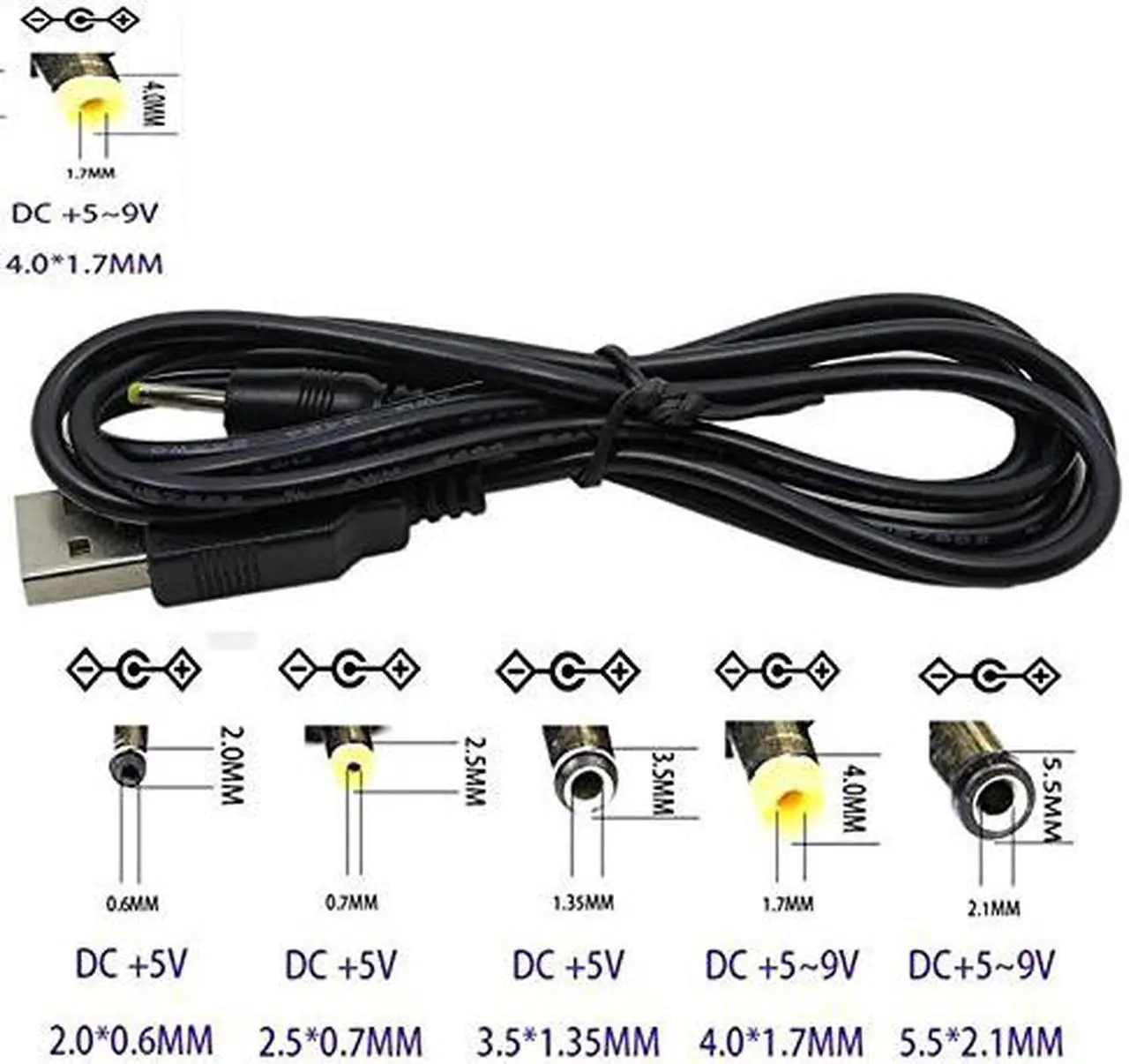 Alt view image 5 of 5 - Werleo 3 Packs 3FT USB 2.0 A Type Male to DC 4.0x1.7mm 5V DC Barrel Jack Power Cable Cord Black Usb to 5V Power Cable Usb to Dc Power Cable