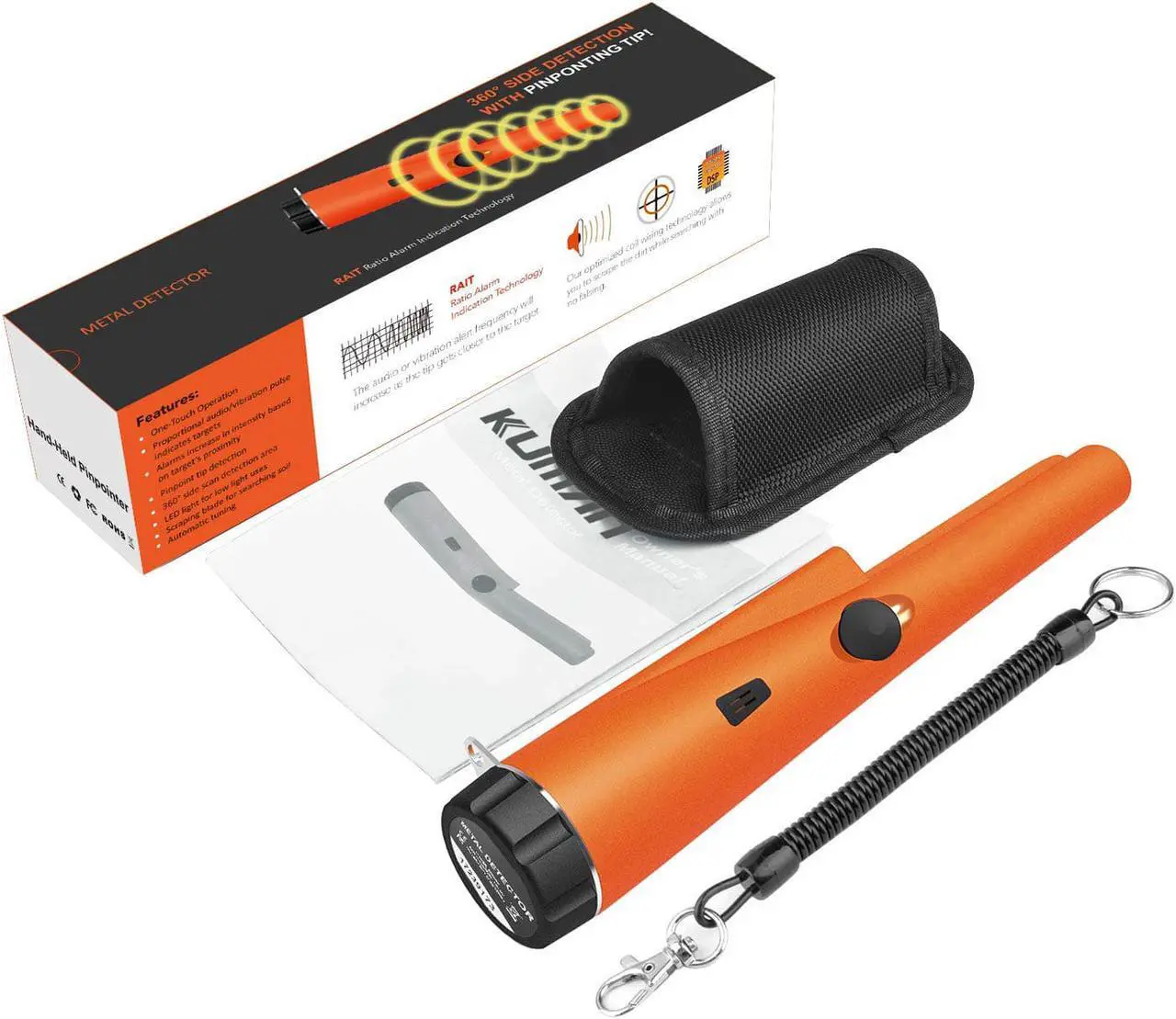Alt view image 7 of 7 - Werleo Pinpointer Water Resistant Metal Detectors with Holster Treasure Hunting Unearthing Tool Accessories Buzzer Vibration Automatic Tuning