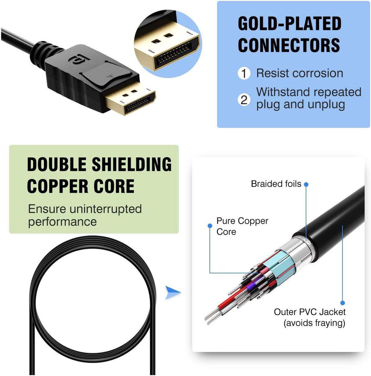 Alt view image 4 of 7 - DP to HDMI Cable Male to Male Gold Plated Displayport to HDMI Video Cable Adapter DisplayPort to HDTV Monitor Cable Converter Support 1080P