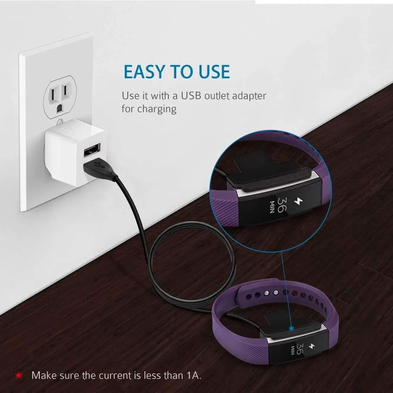 Alt view image 6 of 7 - 2pcs Charger for Fitbit Alta 3FT/1M Fitbit Alta Replacement USB Charging Cable for Fibit Alta Band Wireless Quality Power Charging Cord Smart Fitness Watch - No Reset Button