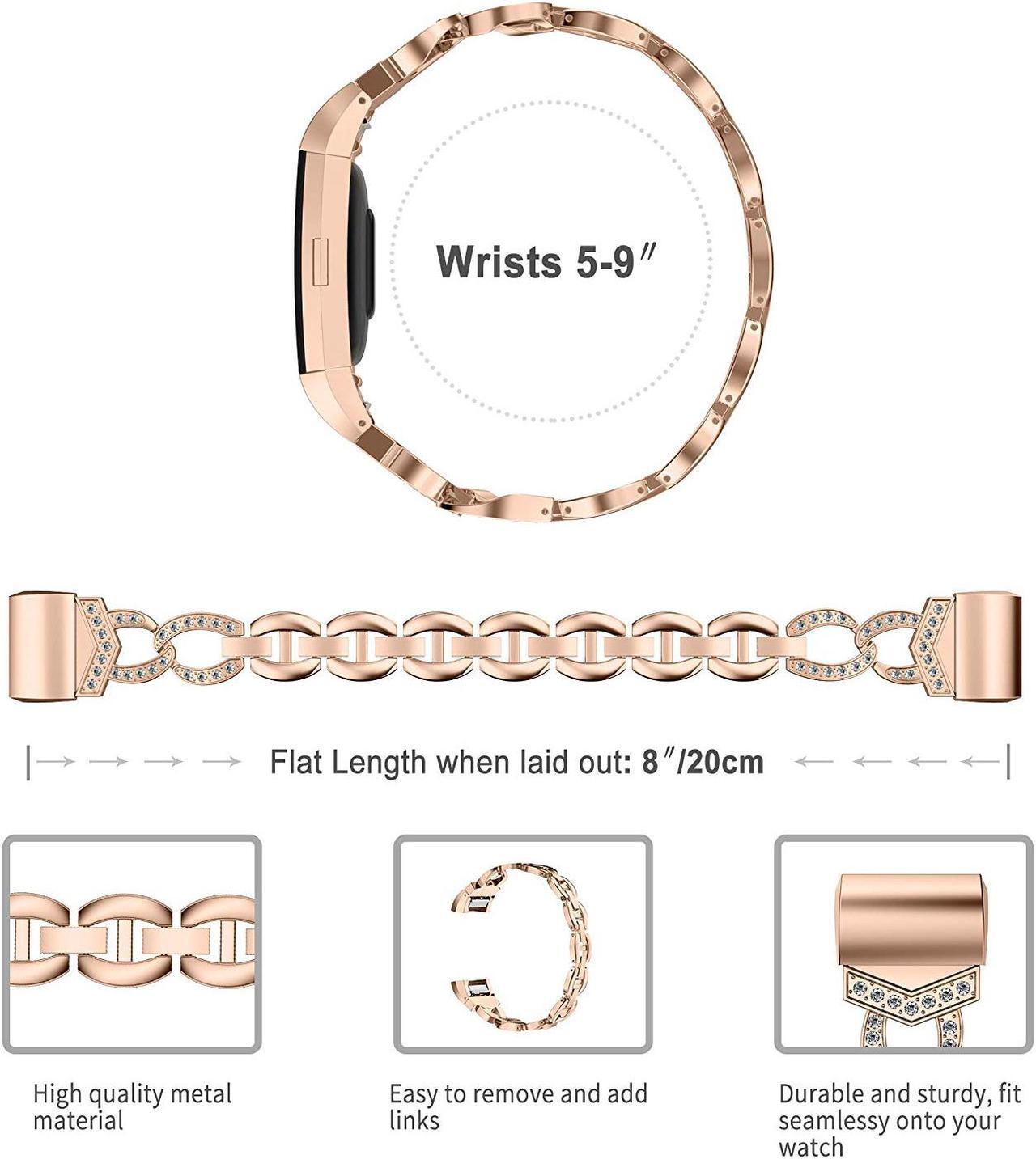 Alt view image 4 of 6 - Werleo Metal Bands Compatible Fitbit Charge 2 with Bling Rhinestone Replacement Strap Bracelet Wrist Band for Fitbit Charge 2 Smart Fitness Watch