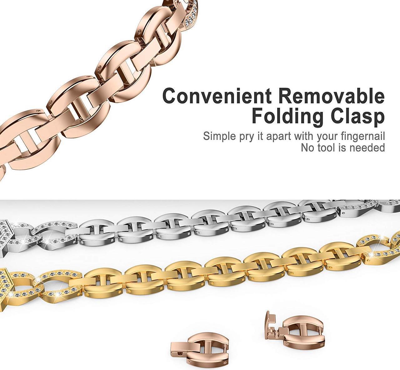 Alt view image 5 of 6 - Werleo Metal Bands Compatible Fitbit Charge 2 with Bling Rhinestone Replacement Strap Bracelet Wrist Band for Fitbit Charge 2 Smart Fitness Watch