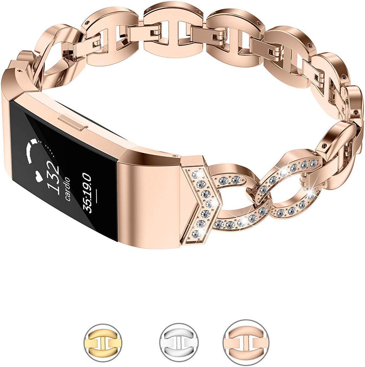 Alt view image 2 of 6 - Werleo Metal Bands Compatible Fitbit Charge 2 with Bling Rhinestone Replacement Strap Bracelet Wrist Band for Fitbit Charge 2 Smart Fitness Watch
