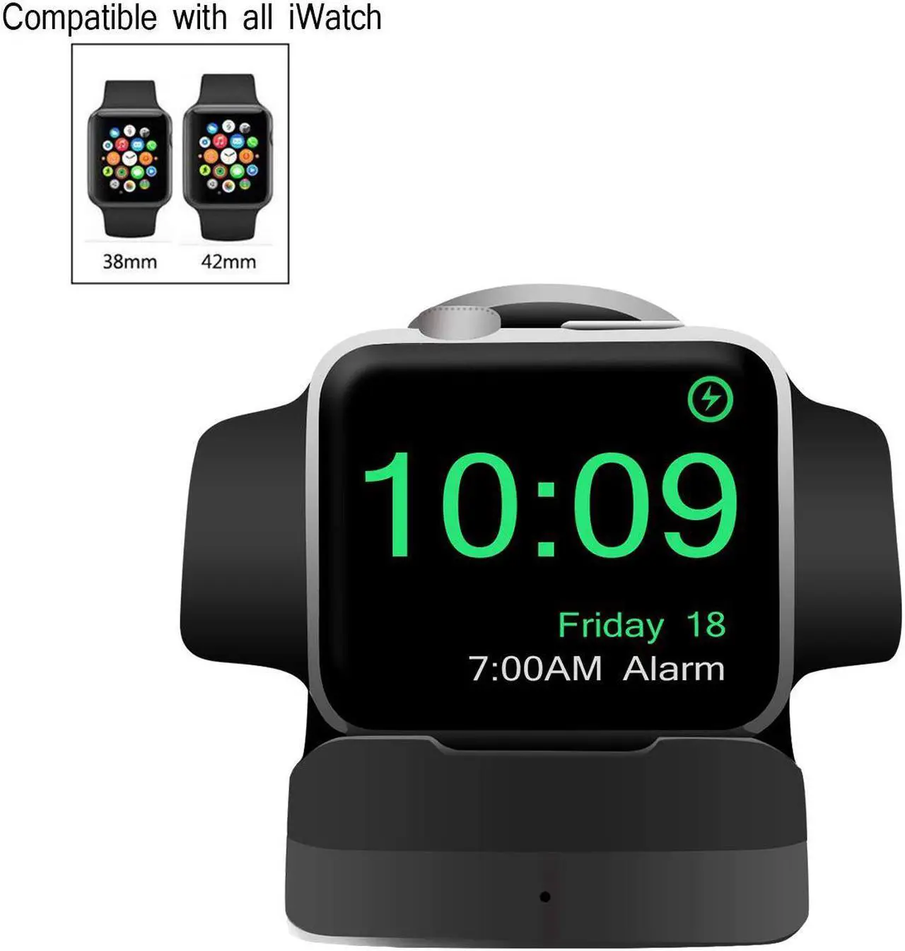 Alt view image 2 of 4 - Apple Watch Wireless Charger Stand Charging Station Dock with Built-in Magnetic Charging Cable and Nightstand Mode Compatible with Apple Watch Series 4 Series 3 Series 2 and Series 1