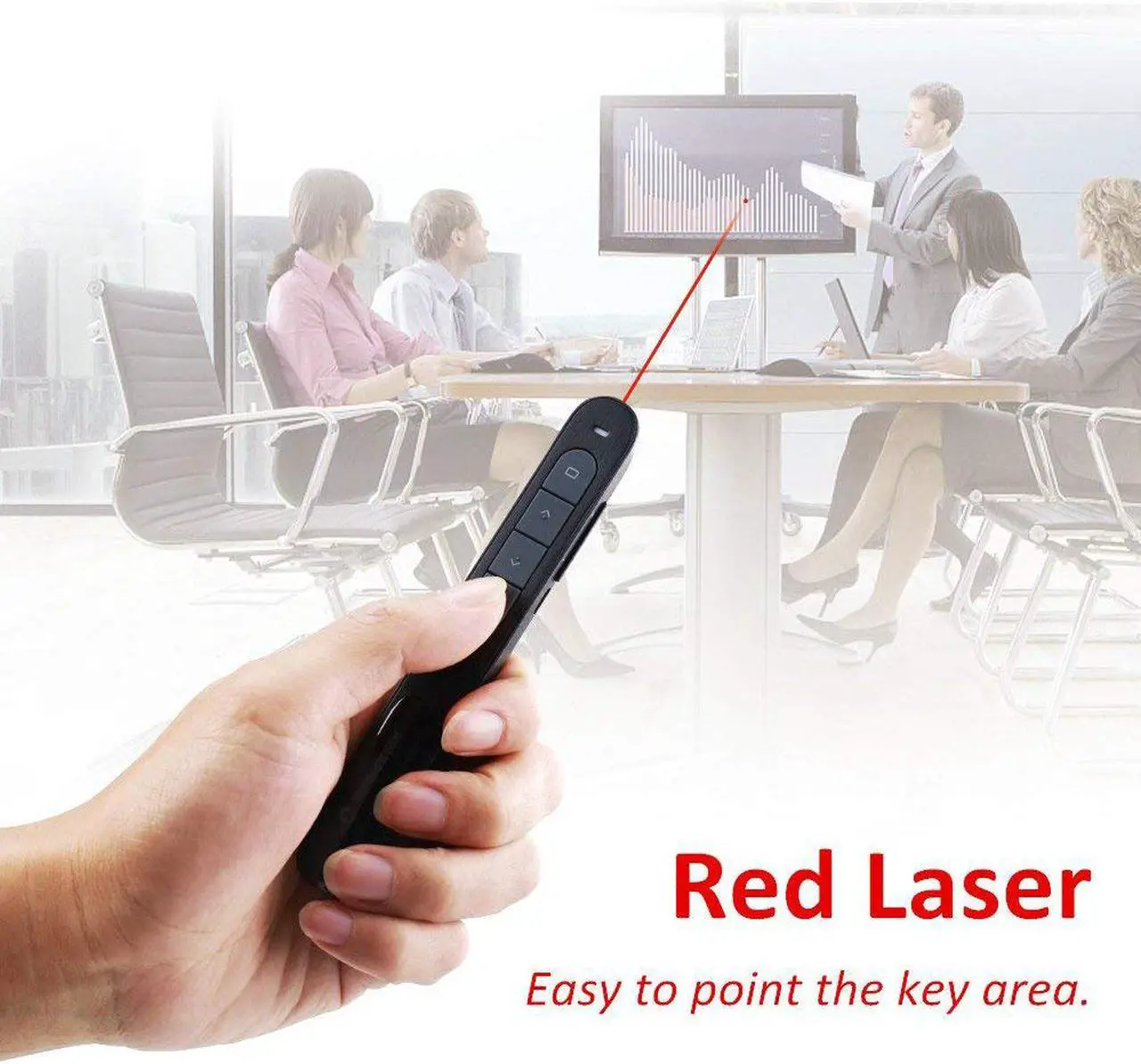 Alt view image 2 of 7 - Zoweetek Rechargeable Wireless Presenter PowerPoint Remote Clicker with Red Laser Pointer and Volume Control