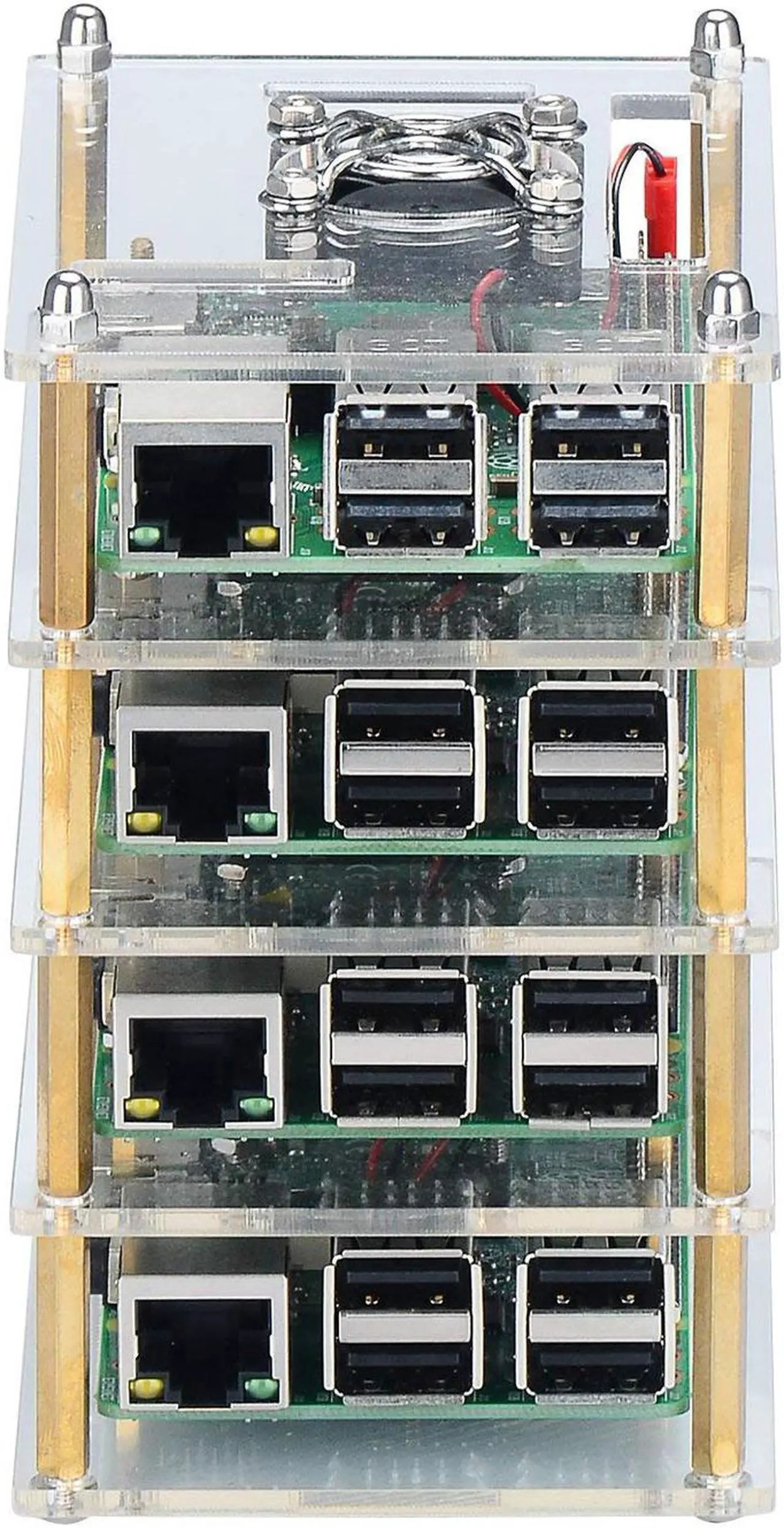 Alt view image 4 of 7 - WERLEO Raspberry Pi Cluster Case Raspberry Pi Case with Cooling Fan and Raspberry Pi Heatsink for Raspberry Pi 3 Model B+ Pi 3 B Pi 2 B Pi B+ - 4-Layers