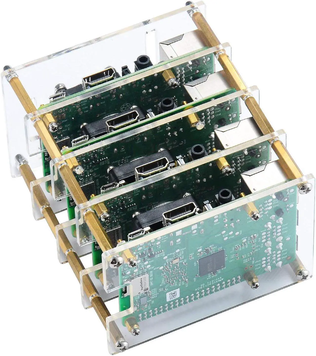 Alt view image 6 of 7 - WERLEO Raspberry Pi Cluster Case Raspberry Pi Case with Cooling Fan and Raspberry Pi Heatsink for Raspberry Pi 3 Model B+ Pi 3 B Pi 2 B Pi B+ - 4-Layers