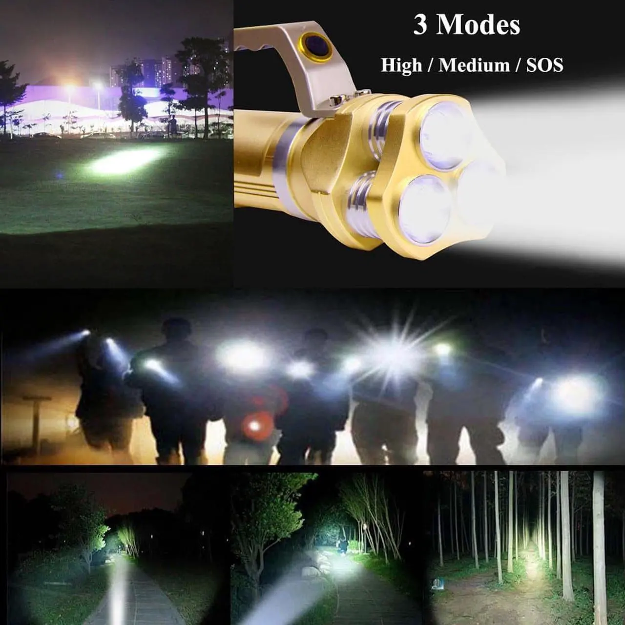 Alt view image 6 of 7 - Werleo Super Bright Rechargeable CREE T6 Tactical LED Flashlight Torch Outdoor Waterproof High Powered Handheld Spotlight Searchlight Dimmable Floodlight For Camping Lantern Hiking Hunting Emergency