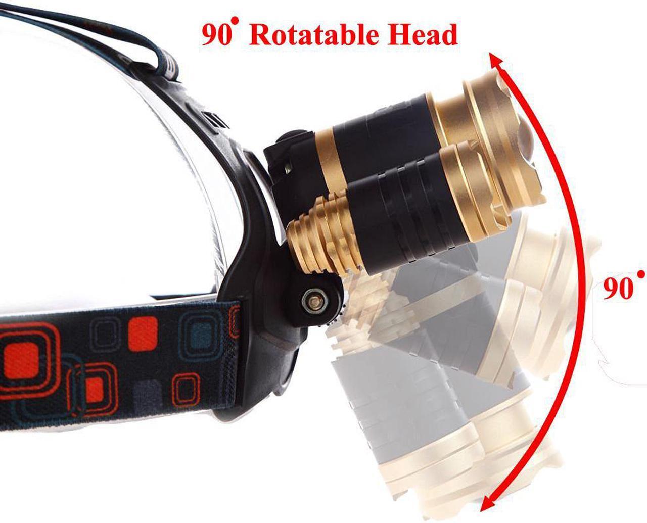 Alt view image 3 of 7 - Werleo 5000 Lumen 3 CREE T6 LED Super Bright Focus Zoom Headlamp Flashlight High Power Waterproof Headlight Torch for Hunting Hiking Running Camping Fishing Riding & Rechargeable Battery Wall Charger
