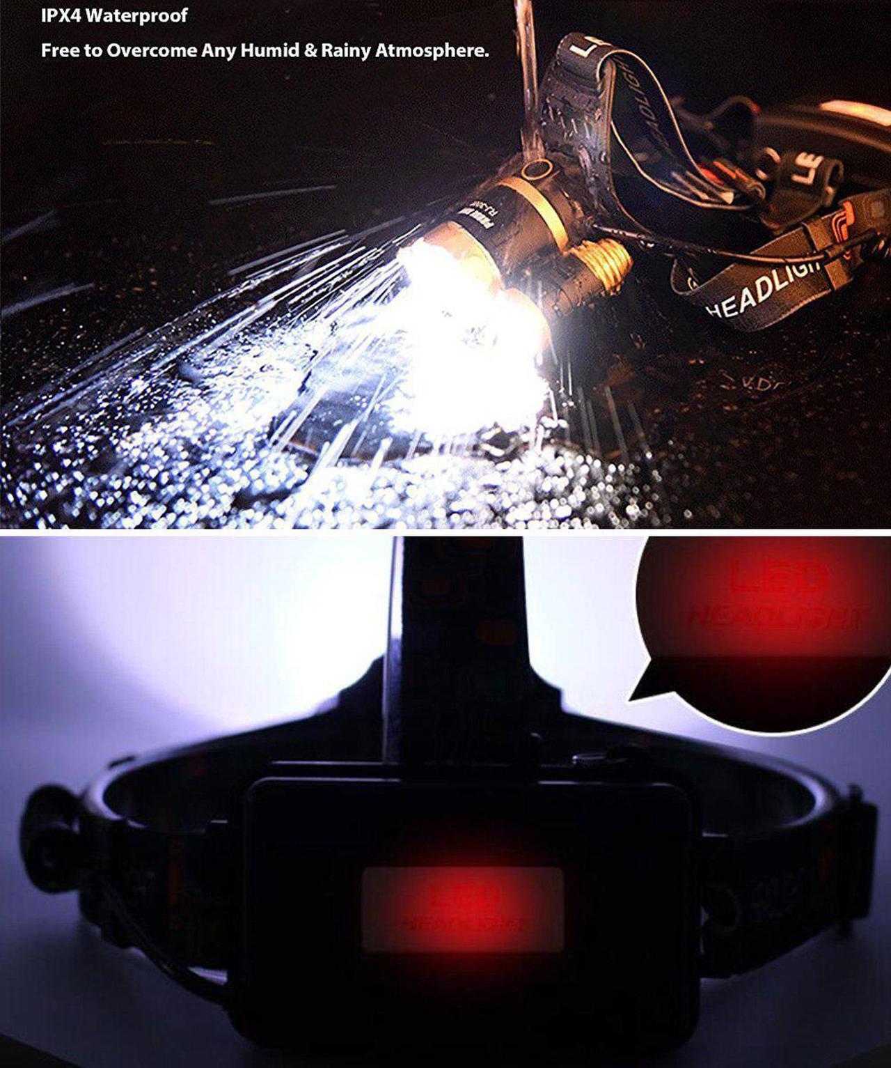 Alt view image 2 of 7 - Werleo 5000 Lumen 3 CREE T6 LED Super Bright Focus Zoom Headlamp Flashlight High Power Waterproof Headlight Torch for Hunting Hiking Running Camping Fishing Riding & Rechargeable Battery Wall Charger