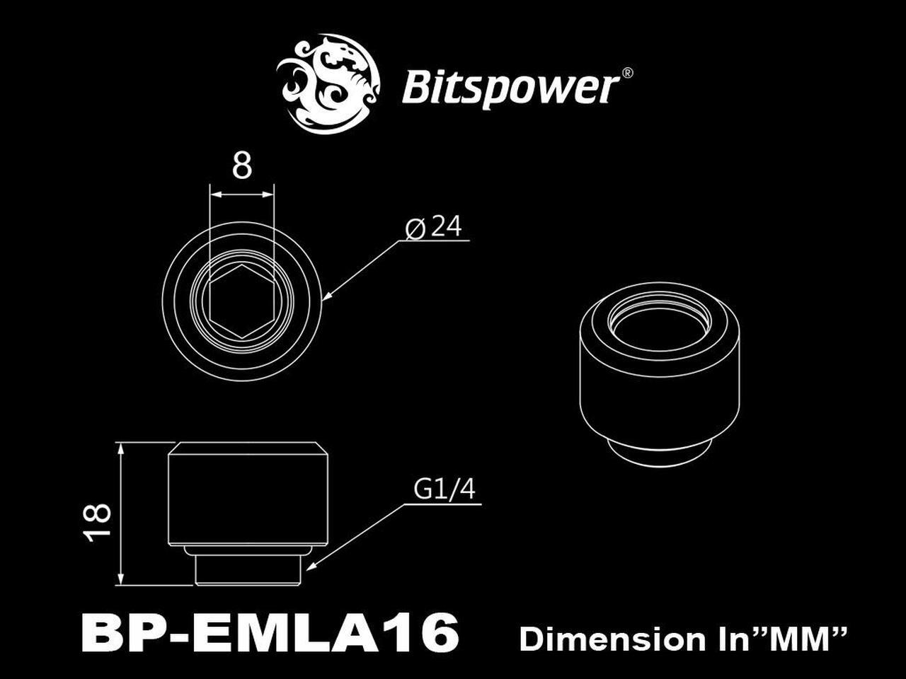 Alt view image 3 of 4 - Bitspower G1/4" Advanced Multi-Link Fitting, for 16mm OD Rigid Tubing, Black Sparkle, 4-pack