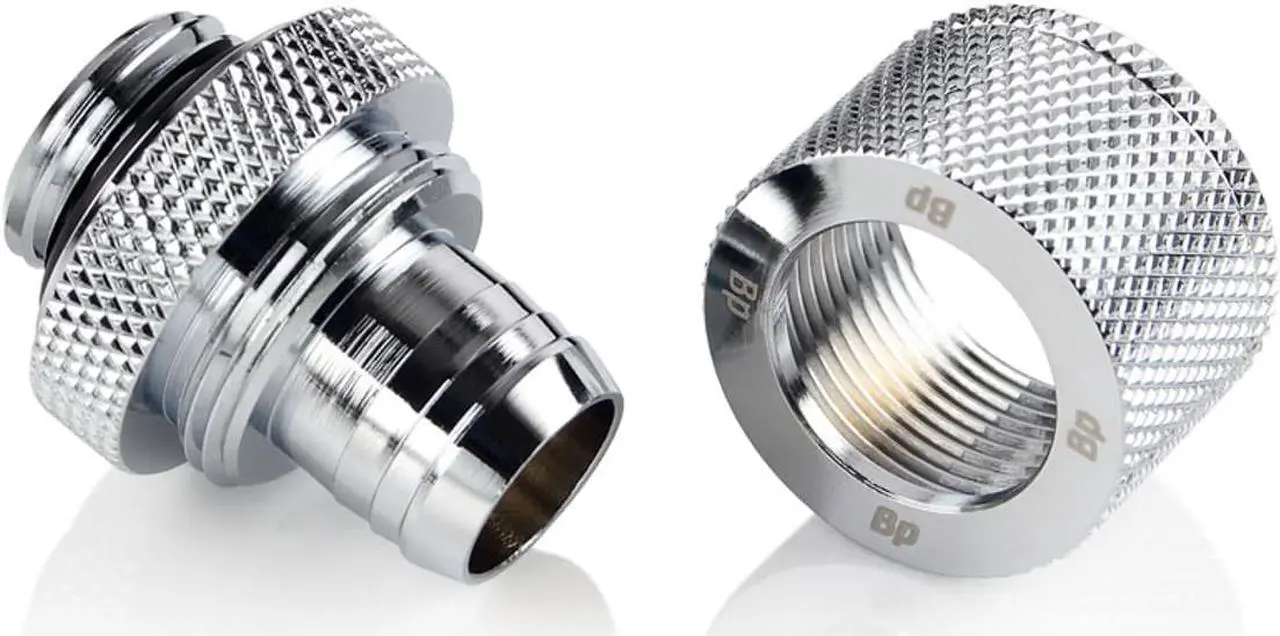Alt view image 3 of 5 - Bitspower G1/4" to 3/8" ID, 1/2" OD Compression Fitting for Soft Tubing, CC2 Ultimate, Silver Shining