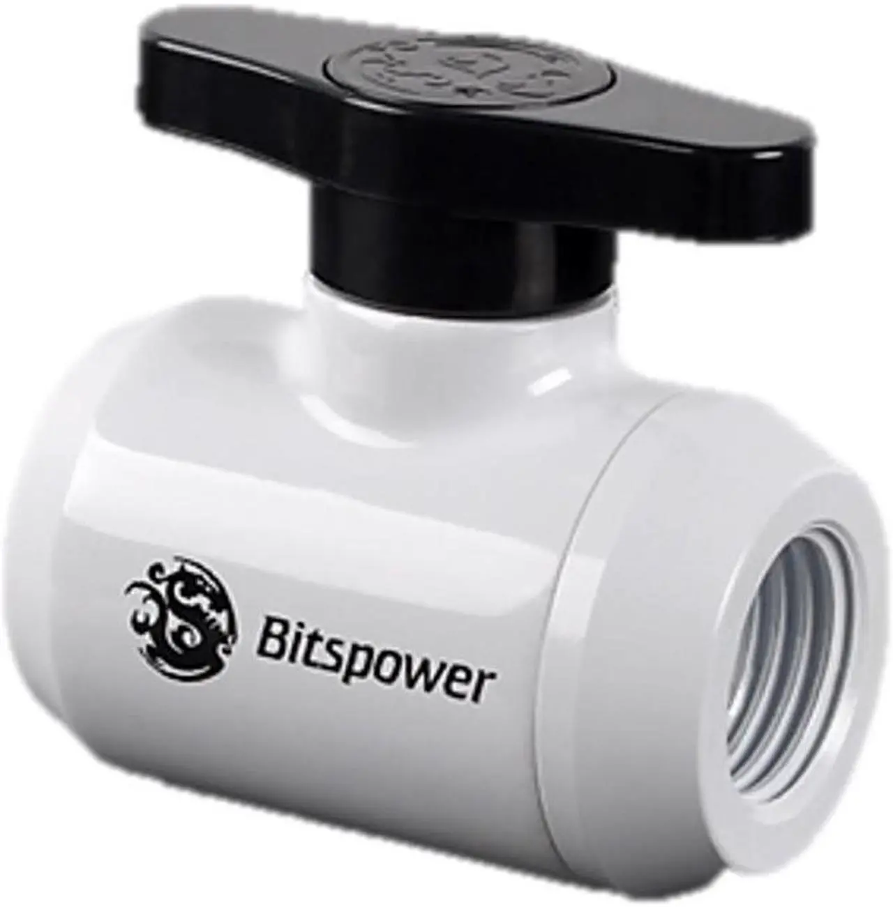 Main image of Bitspower G1/4" Mini Valve with Black Handle, Deluxe White Body
