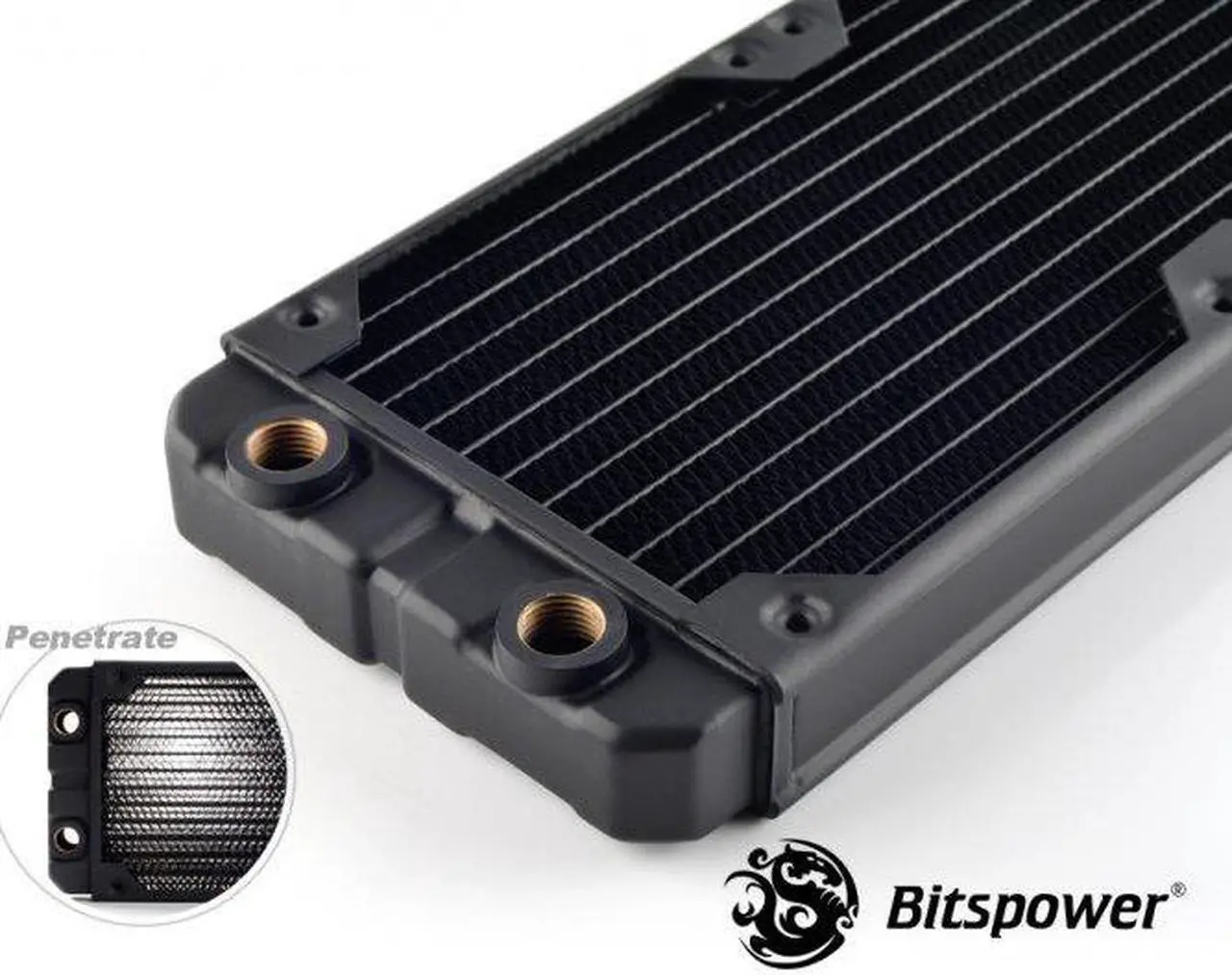 Alt view image 2 of 3 - Bitspower Leviathan SF Radiator with Quad G1/4" Ports, 480mm, Black