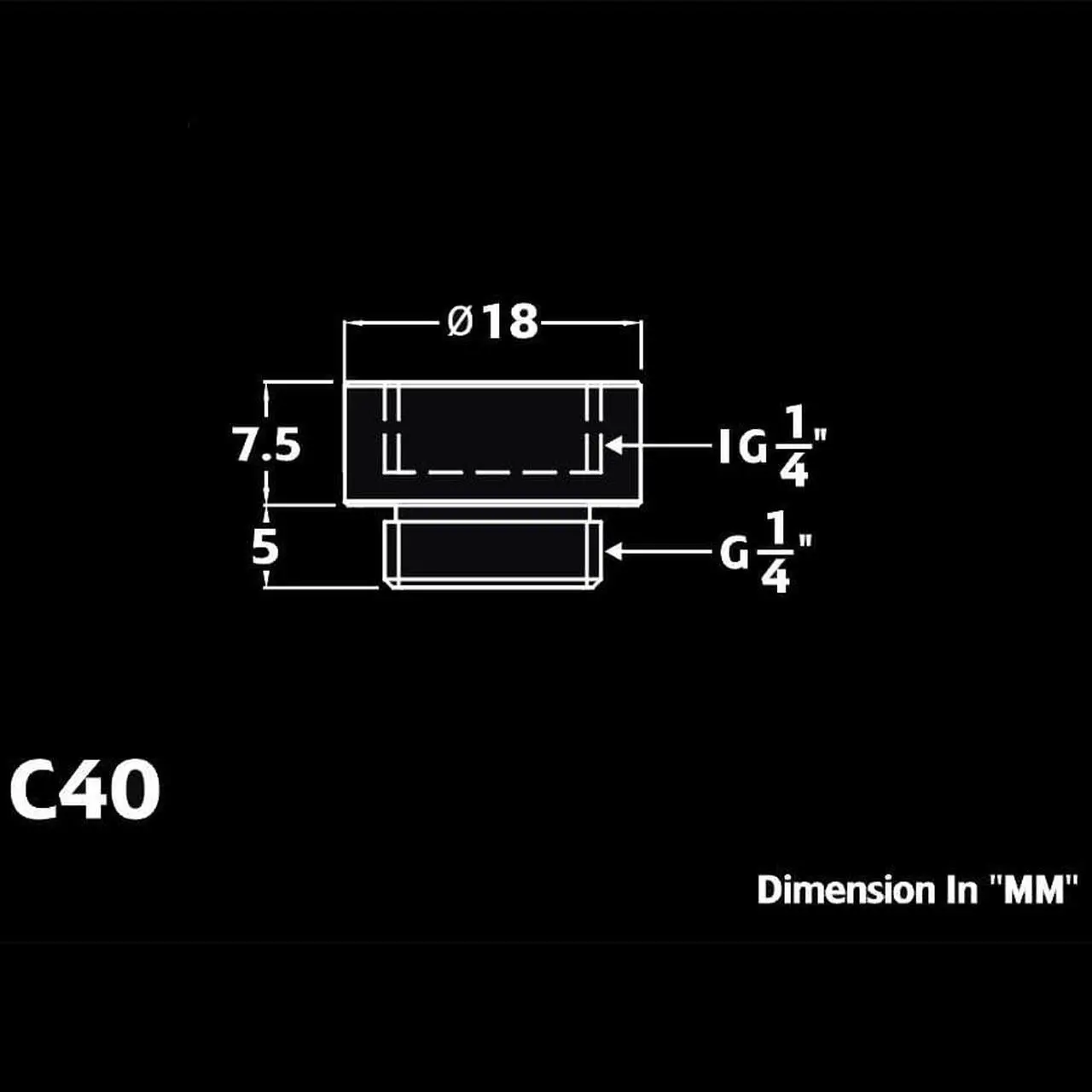 Alt view image 4 of 4 - Bitspower G1/4" Male to Female Extender Fitting, 7.5mm, True Brass