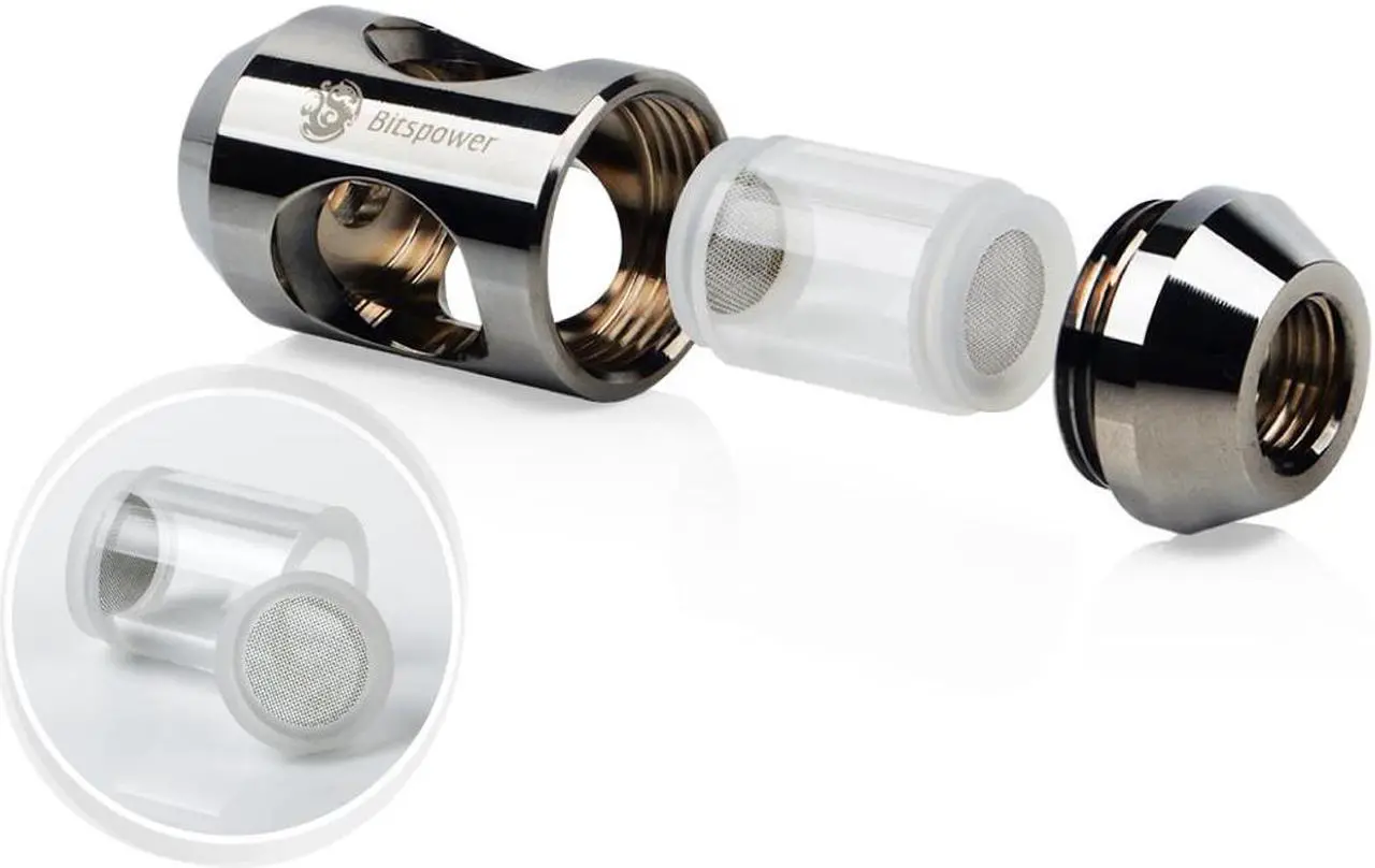 Alt view image 3 of 6 - Bitspower G1/4" In-Line Filter, Black Sparkle
