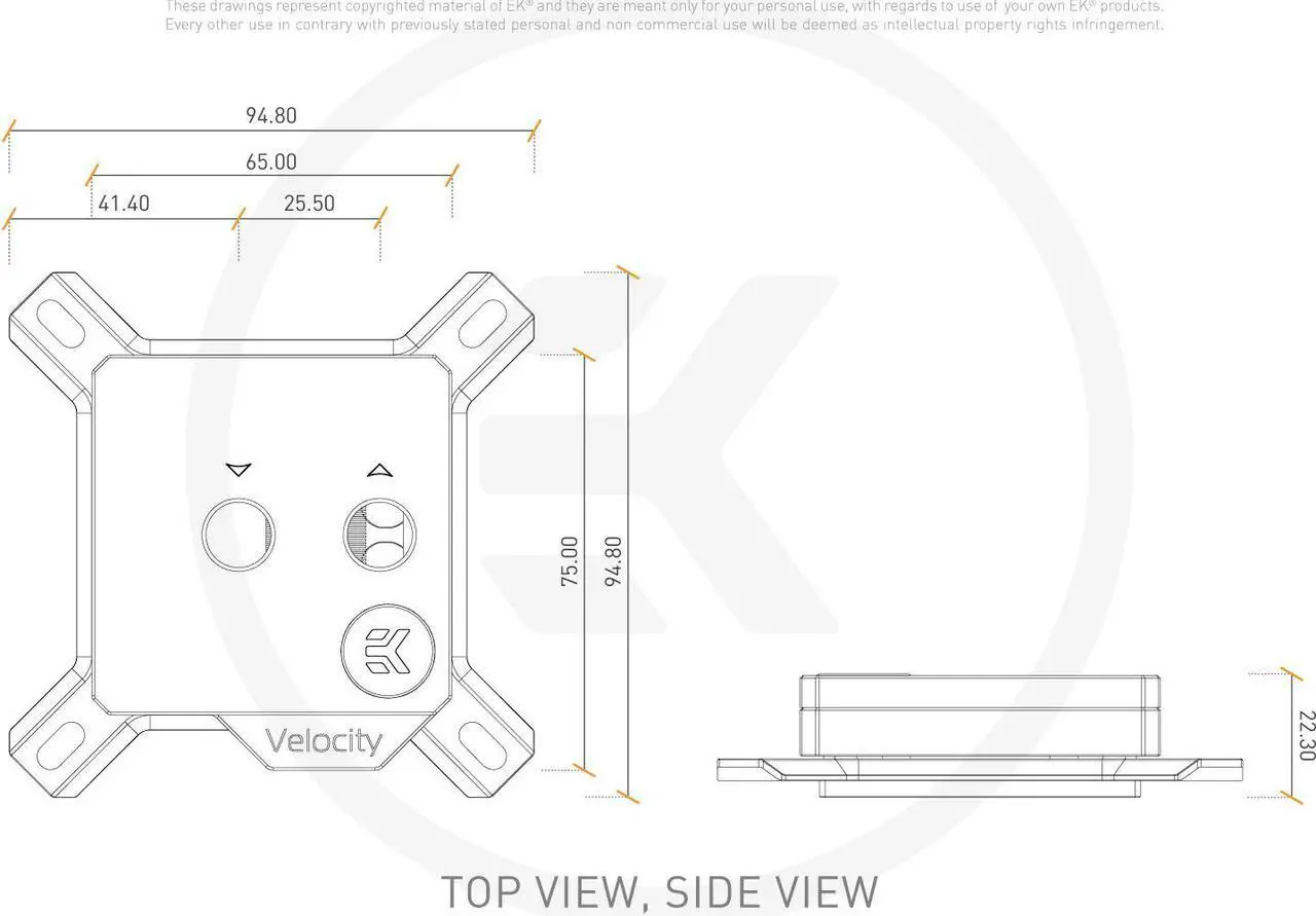 Alt view image 7 of 7 - EKWB EK-Quantum Velocity CPU Water Block, Intel CPU, Copper/Acetal