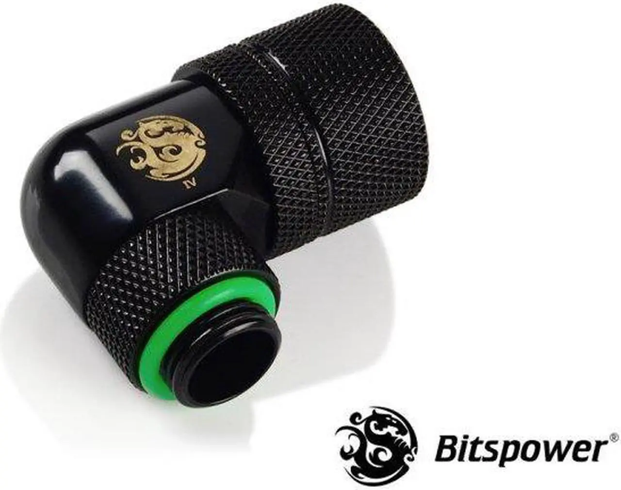 Alt view image 2 of 3 - Bitspower G1/4" to 3/8" ID, 5/8" OD Compression Fitting for Soft Tubing, CC3 Ultimate, 90 Degree Dual Rotary, Matte Black