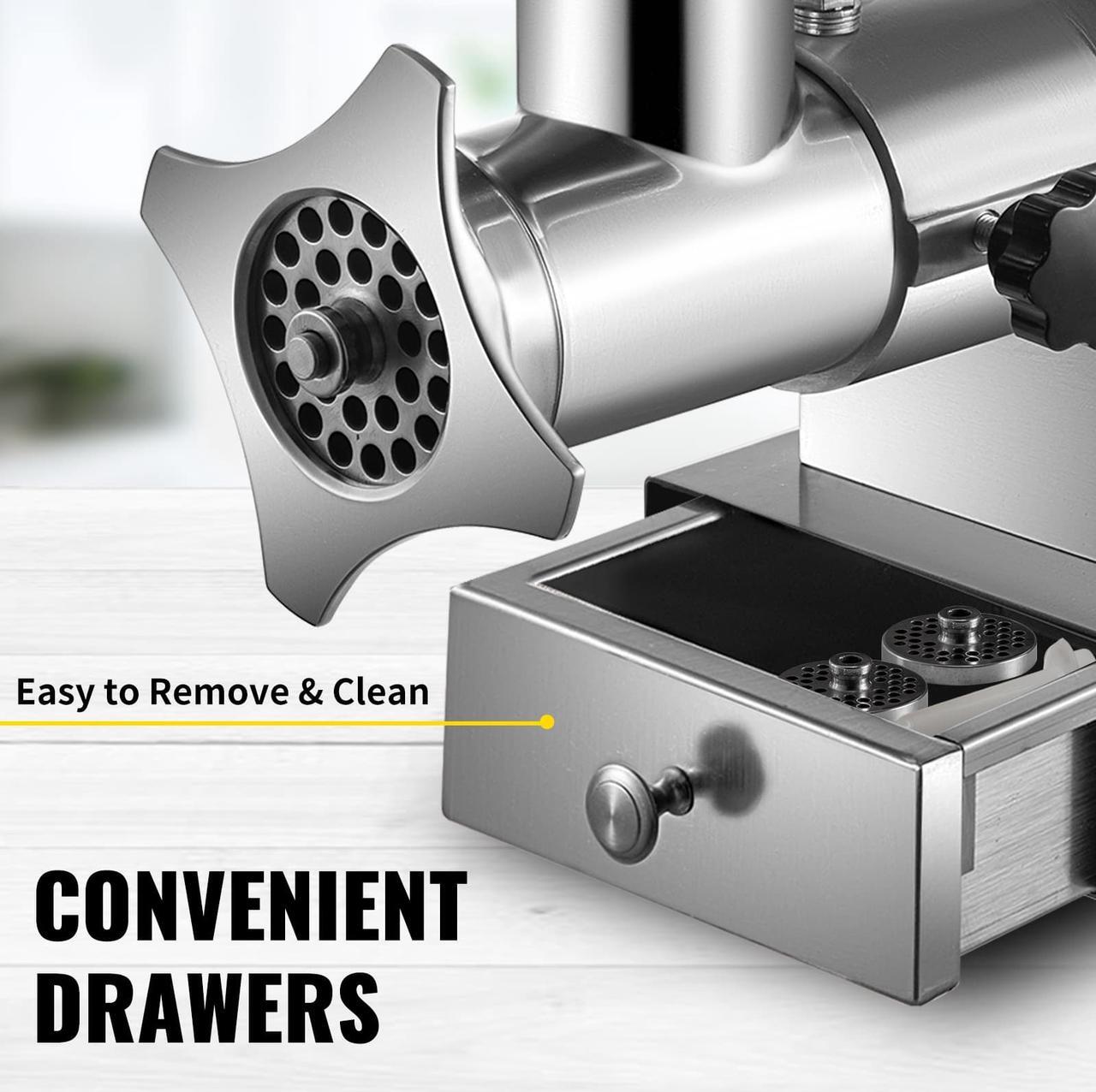 Alt view image 5 of 9 - VEVOR Electric Meat Grinder Meat Mincer 661Lbs/H Sausage Maker 1.5HP Red Drawer