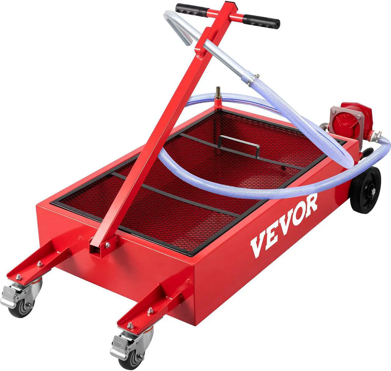 Main image of VEVOR Low Profile Oil Drain Pan Truck Drain Pan 20 Gallon with Pump Hose Casters