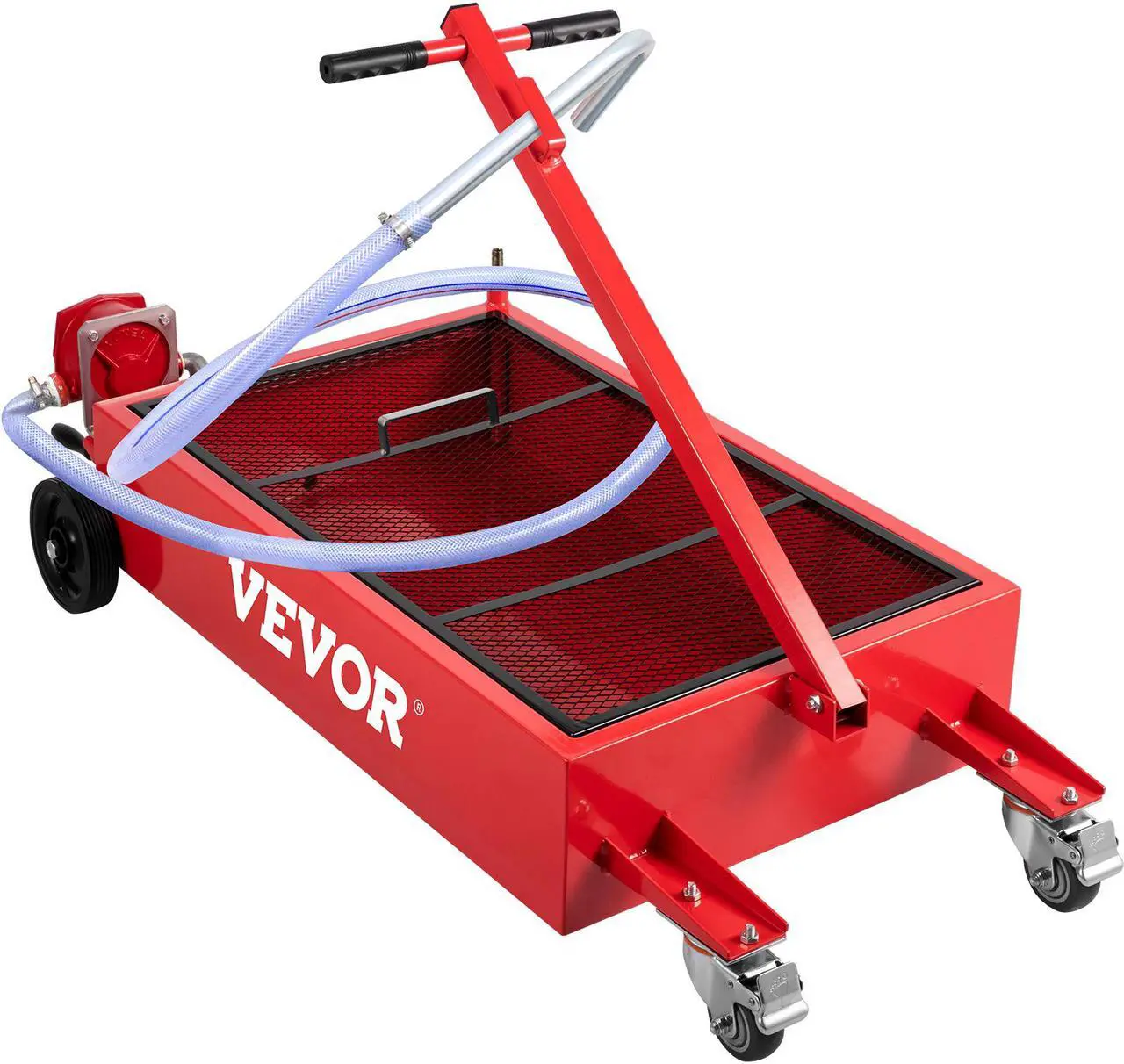 Alt view image 3 of 10 - VEVOR Low Profile Oil Drain Pan Truck Drain Pan 20 Gallon with Pump Hose Casters