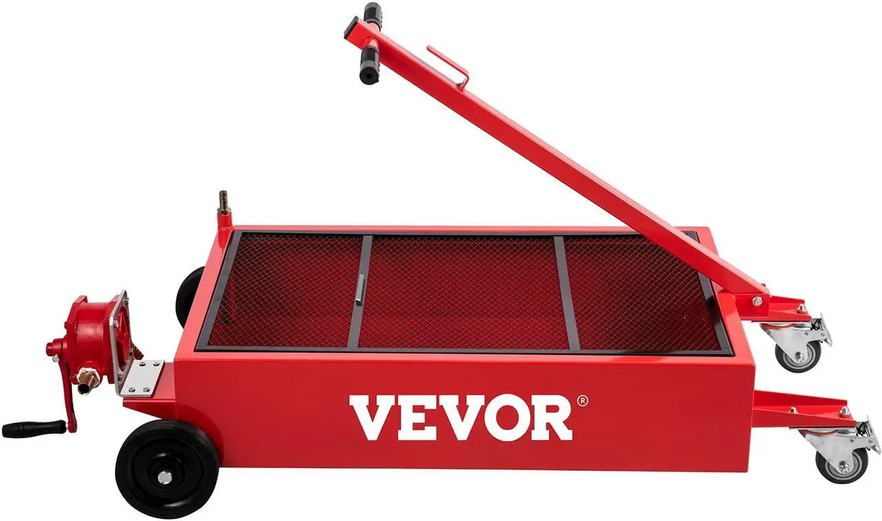 Alt view image 4 of 10 - VEVOR Low Profile Oil Drain Pan Truck Drain Pan 20 Gallon with Pump Hose Casters