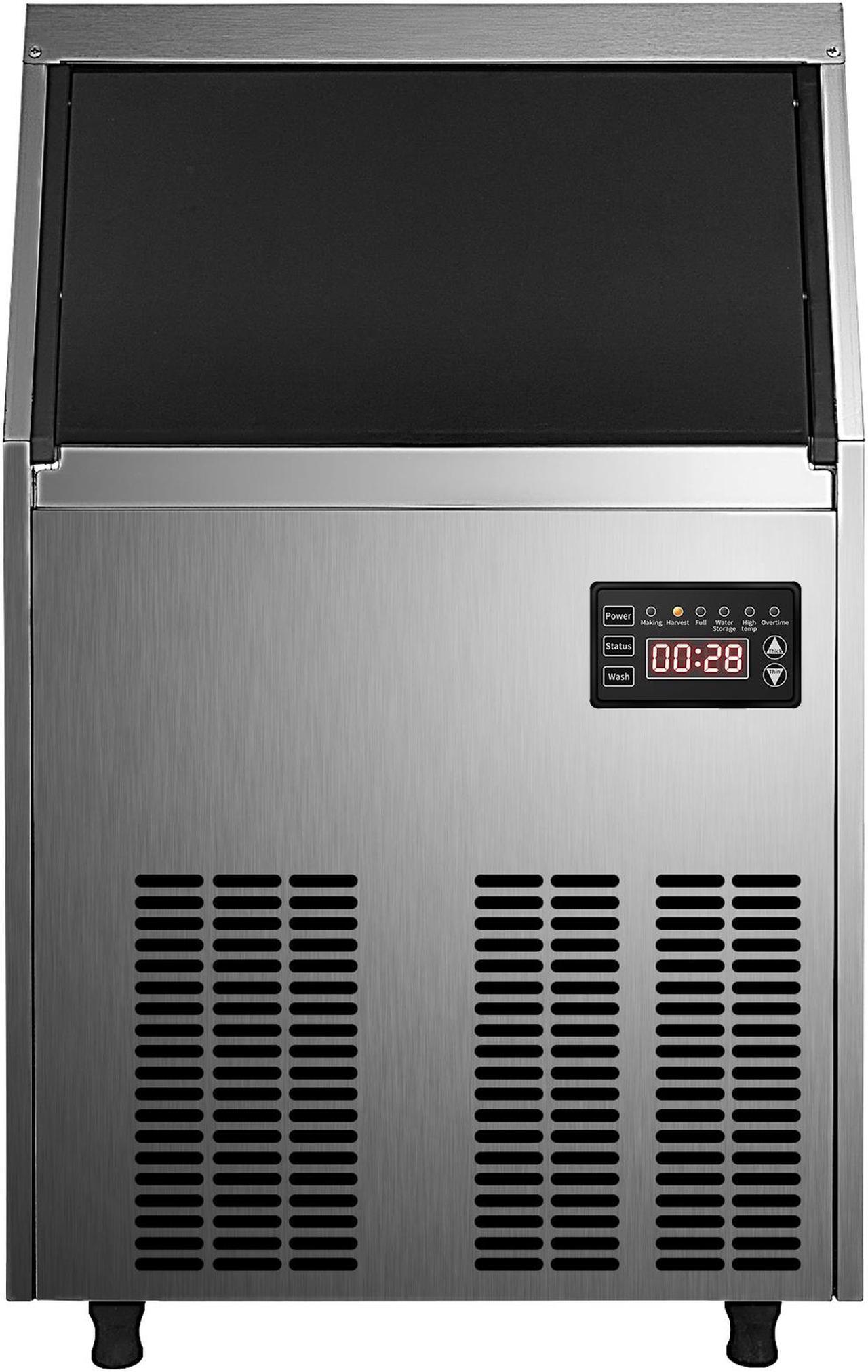 Alt view image 2 of 10 - VEVOR Commercial Ice Makers 90 to 100LBS per 24H Stainless Steel 33LBS Storage Free Standing Commercial Ice Machine 4x9 Ice Cubes LED Display Auto Clean for Restaurant Bar and Coffee Shop