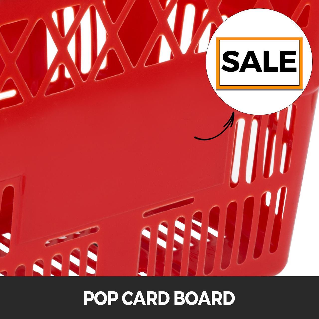 Alt view image 3 of 10 - VEVOR 6PCS Shopping Carts, Plastic Rolling Shopping Basket with Wheels, Red Shopping Baskets with Handles, Portable Shopping Basket Set for Retail Store